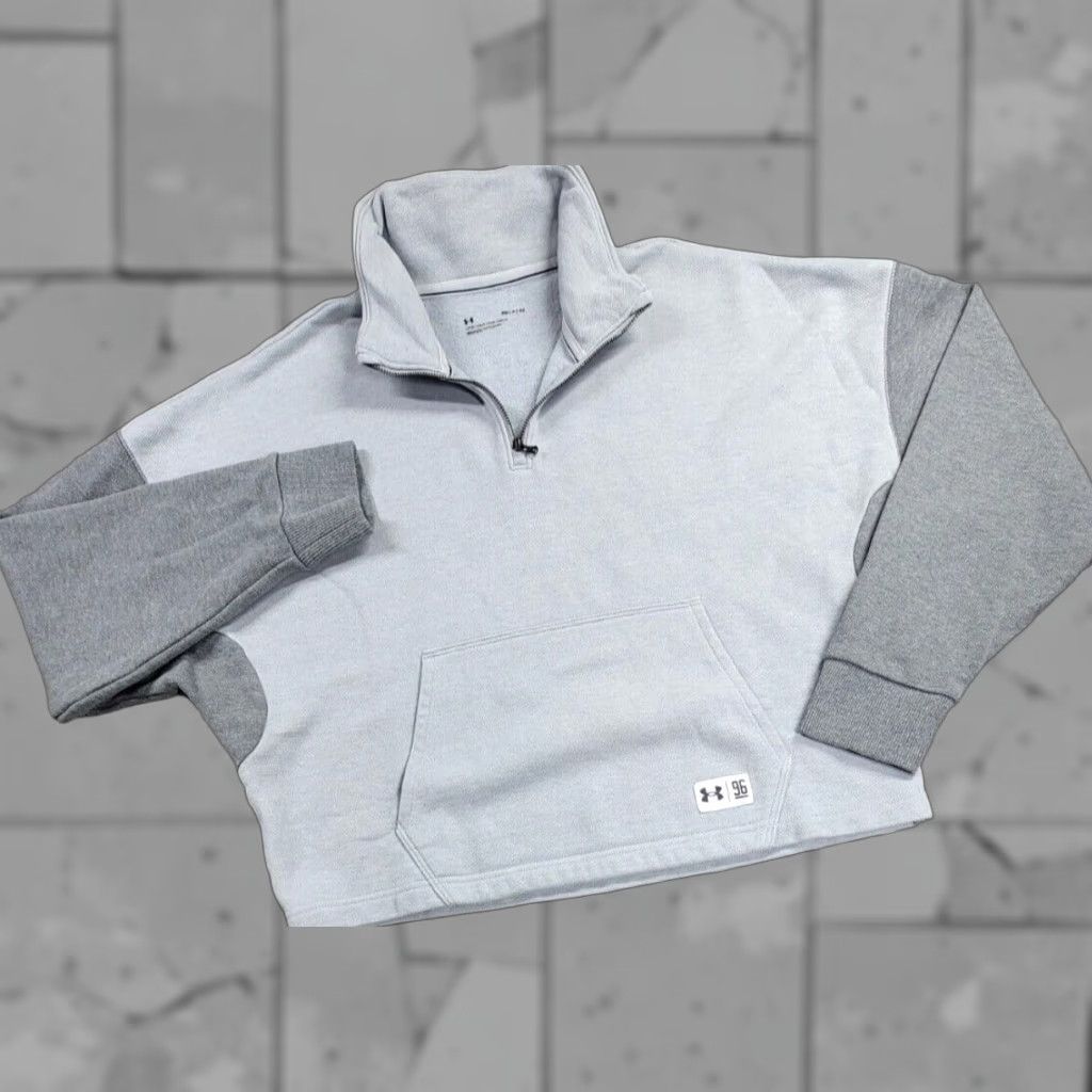 Under Armour Under Armour Women Fleece Playback Pullover 1/4 Zip S Light Blue Gray Colorblock Shirt Womens/S Size S / US 4 / IT 40 - 1 Thumbnail