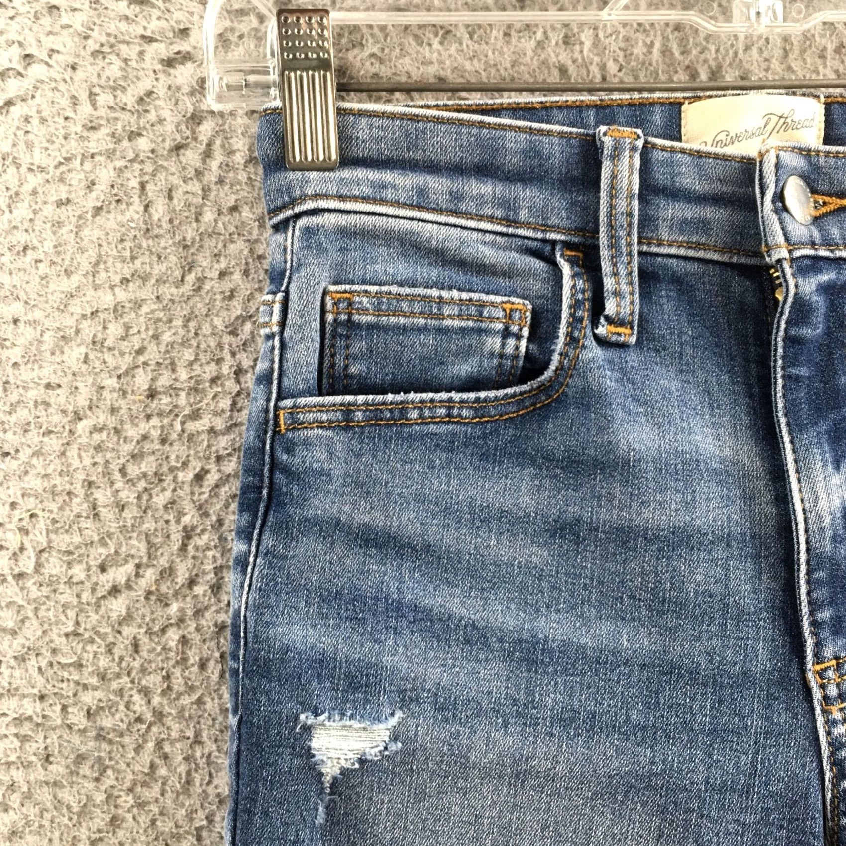 Vintage Universal Thread High Rise Skinny Jeans Womens 2S Blue Denim Distressed Zip NEW Size 26" / US 2 / IT 38 - 3 Thumbnail