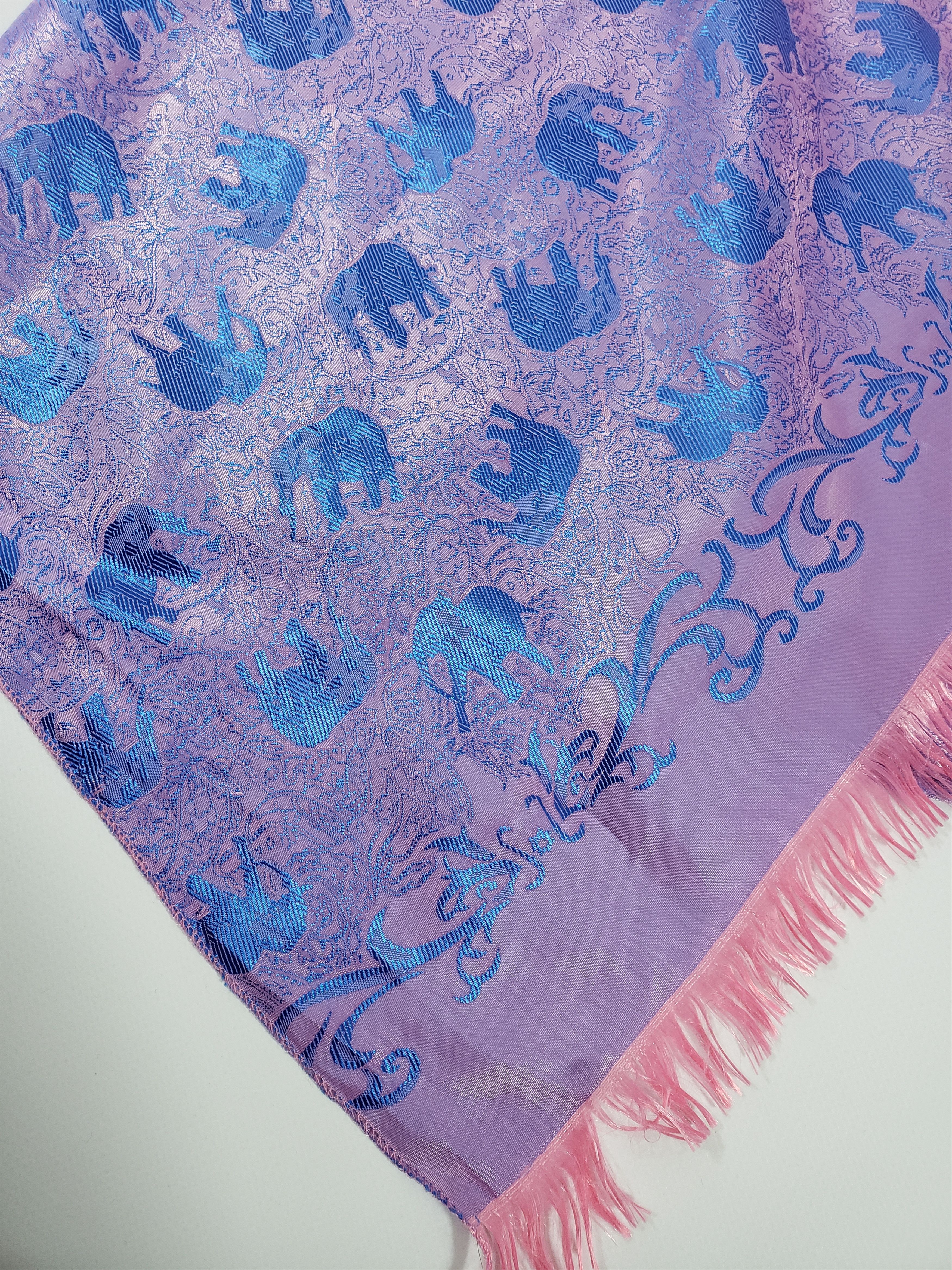 Other 100% Silk Scarf ELEPHANTS violet Size ONE SIZE - 10 Thumbnail