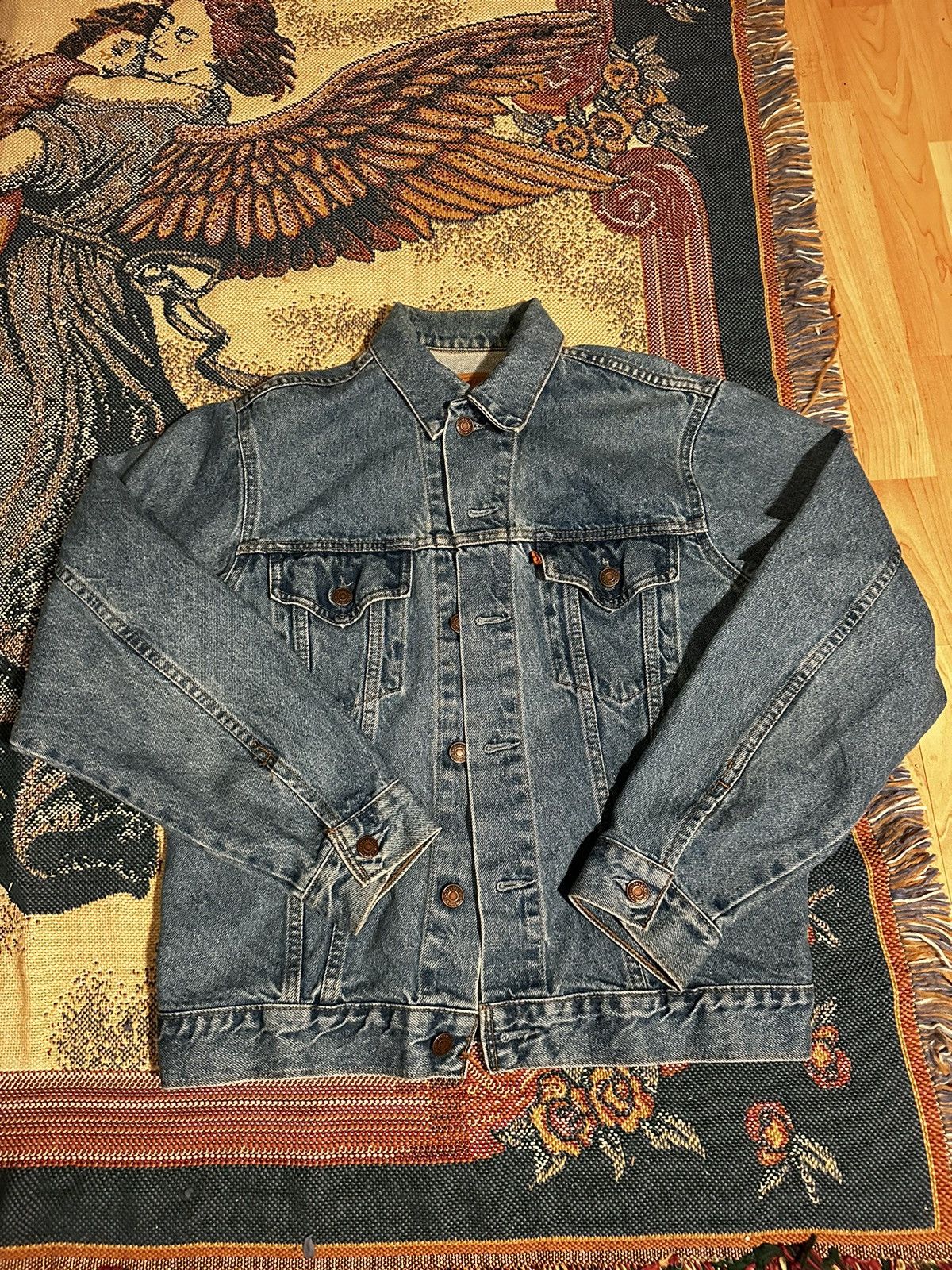 image of Levis x Vintage Orange Tab Levi's Denim Jacket in Blue, Men's (Size Small)