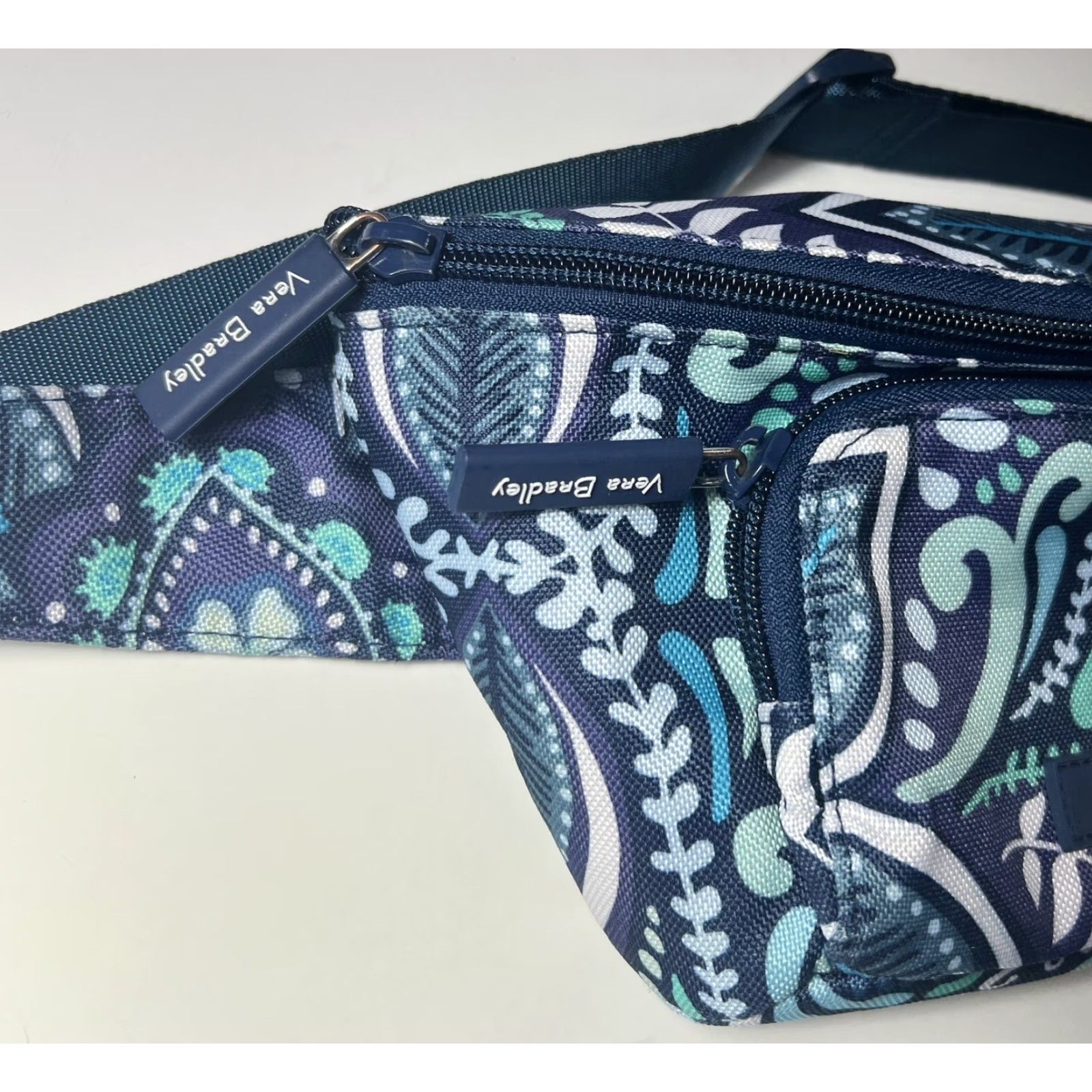 Vera Bradley Vera Bradley Designs Fanny Pack Multicolor Blues & Teal Paisley Quilted Belt Bag & Fanny Pack Women Small USA Quilted Lightweight Casual 11.5” x 5” Size ONE SIZE - 2 Thumbnail
