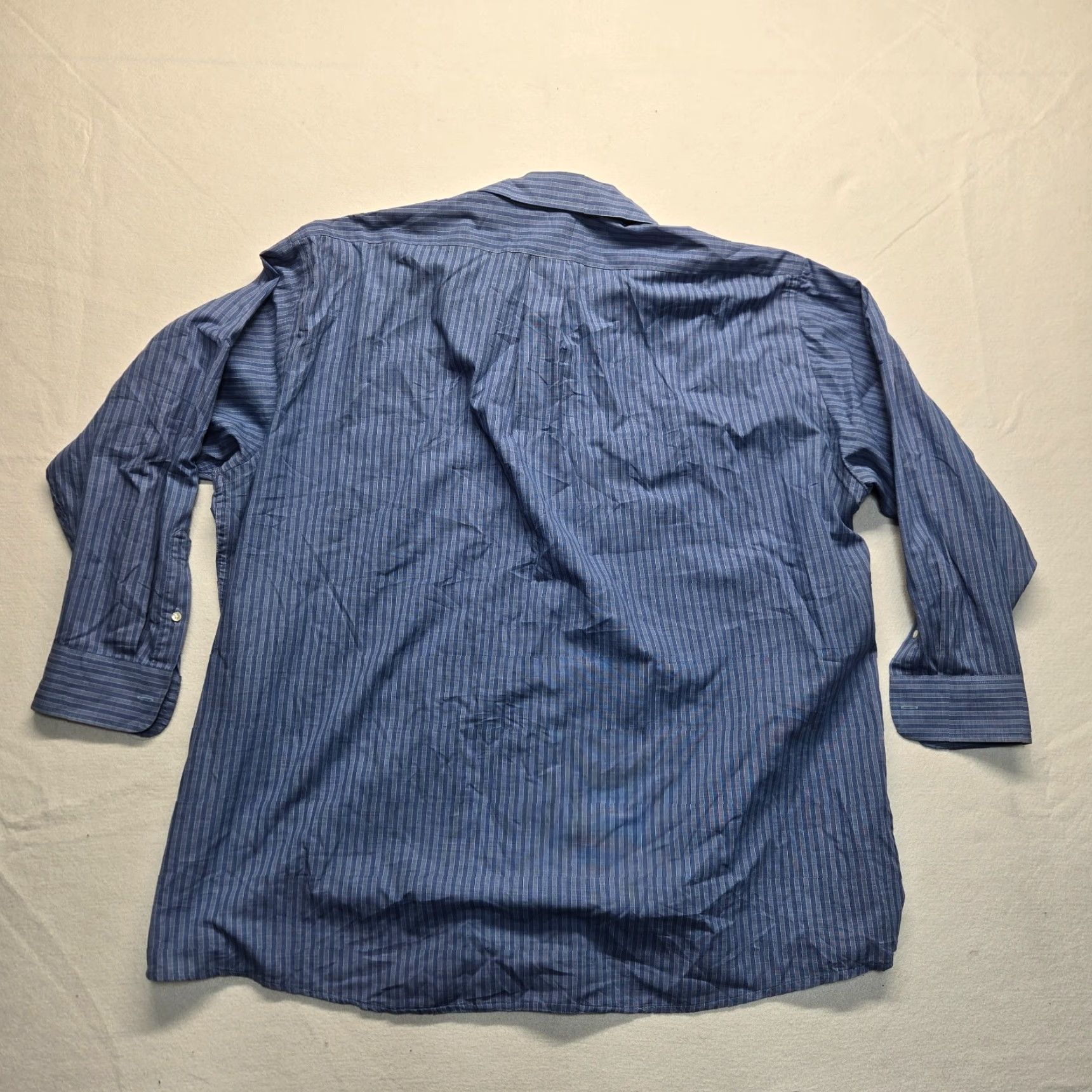 Vintage Blue Striped Button-Up Shirt Long Sleeve Adult Men's Size 20 Tall Casual Size US XXL / EU 58 / 5 - 7 Thumbnail