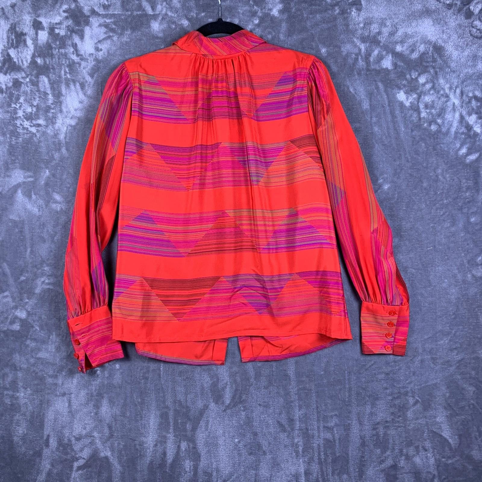The Unbranded Brand Vintage 80s China Collar High Cuff Abstract Silk Shirt (316) Size US S / EU 44-46 / 1 - 6 Thumbnail