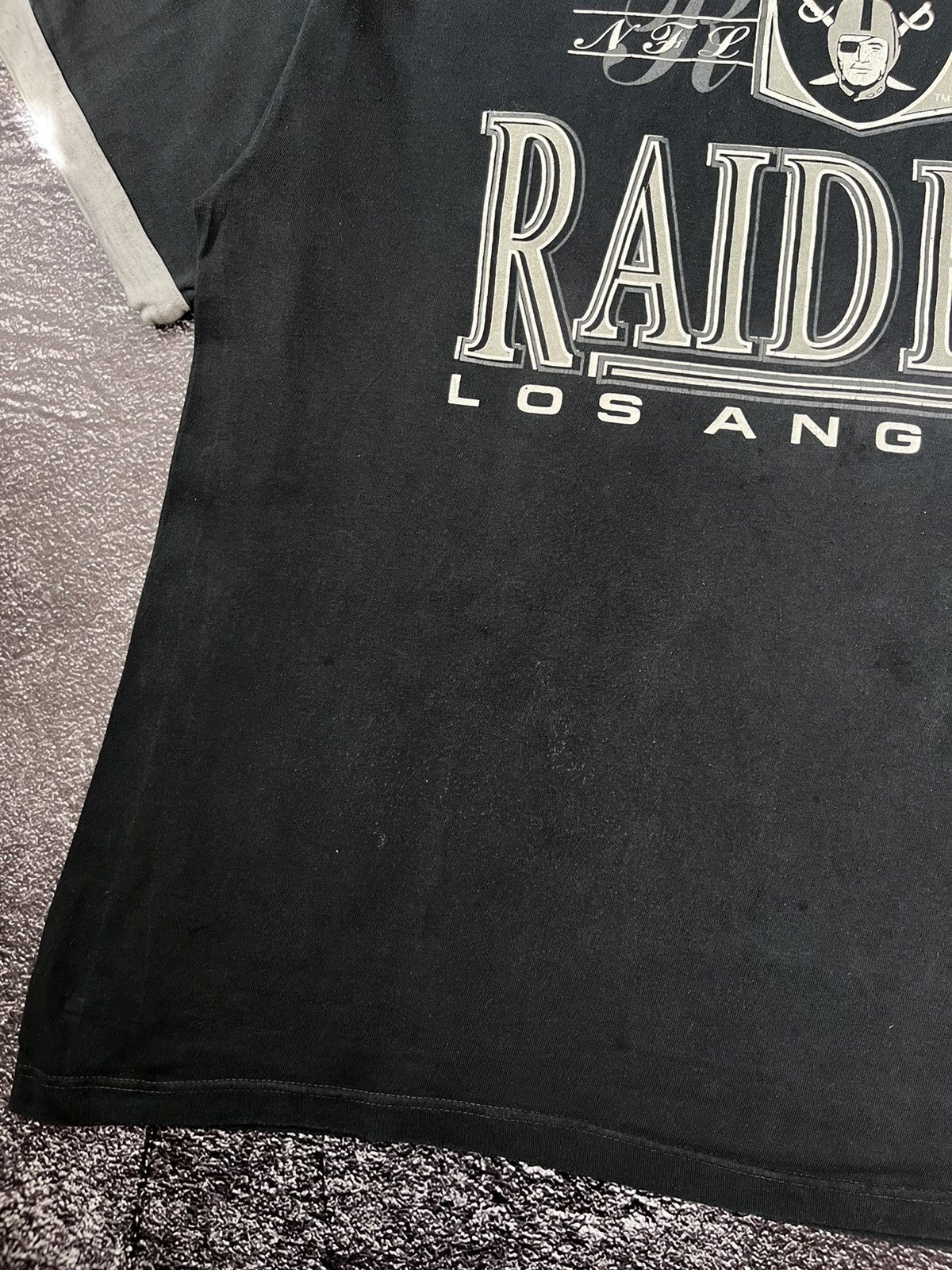 NFL Vintage 1992s NFL Los Angeles Raiders Black Tees Size US XL / EU 56 / 4 - 4 Thumbnail