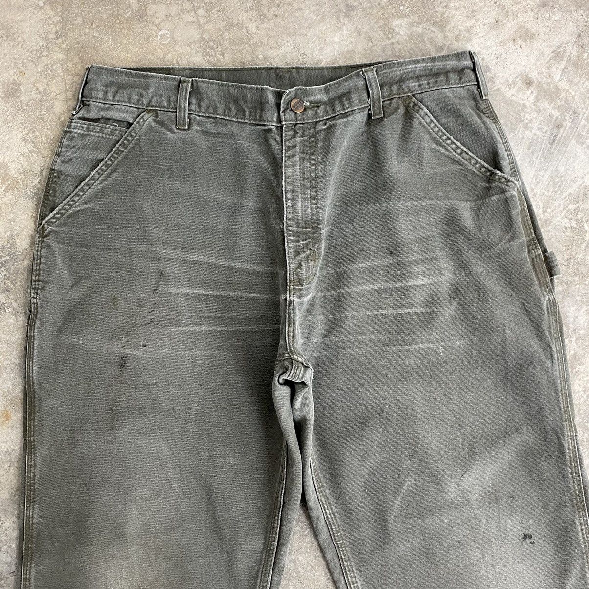 Carhartt VTG Carhartt Faded Moss Green Ripped Carpenter Pants Size US 37 - 12 Thumbnail