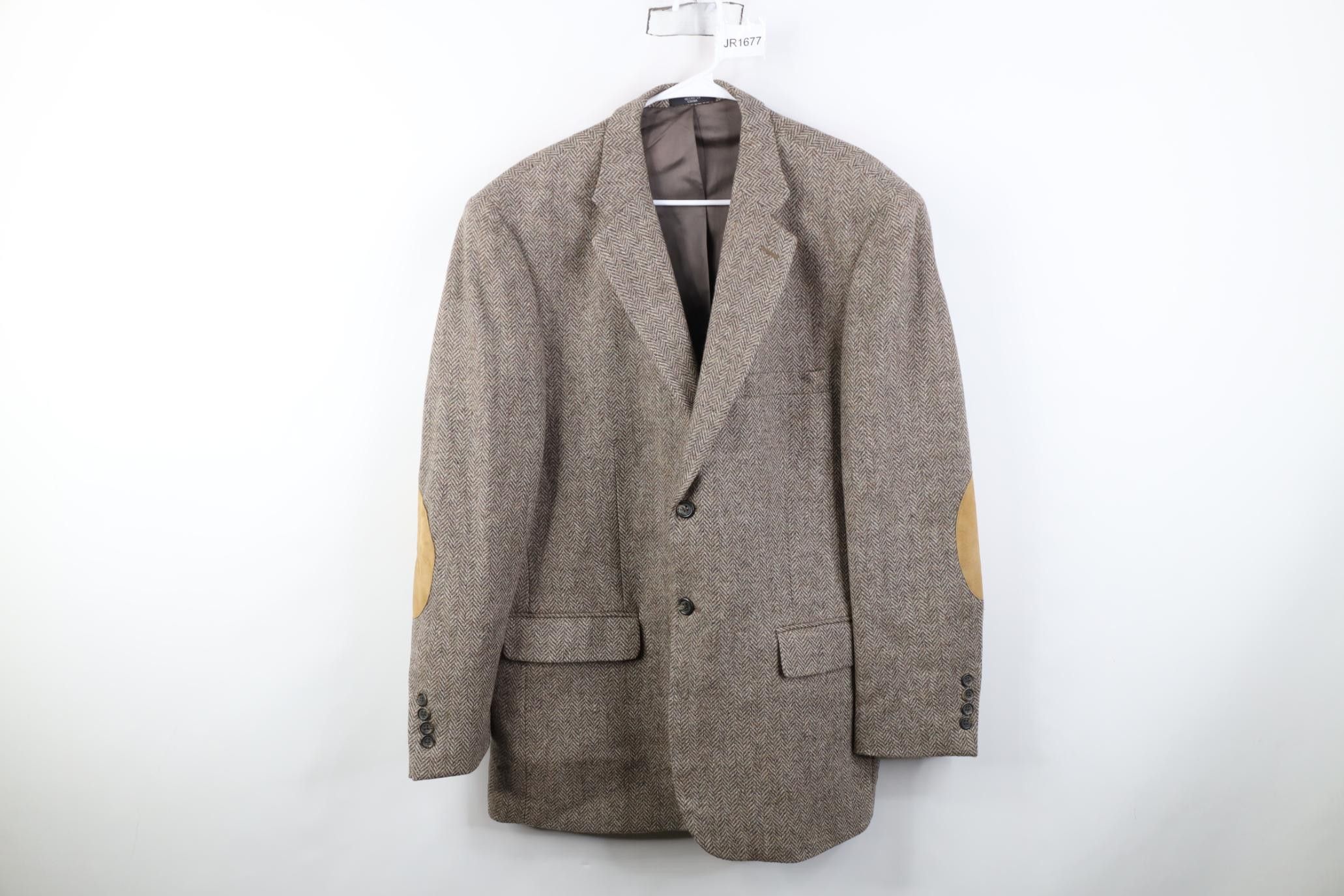 Vintage Vintage 90s Herringbone Suede Elbow Patch Blazer Suit Jacket Size US XXL / EU 58 / 5 - 1 Thumbnail