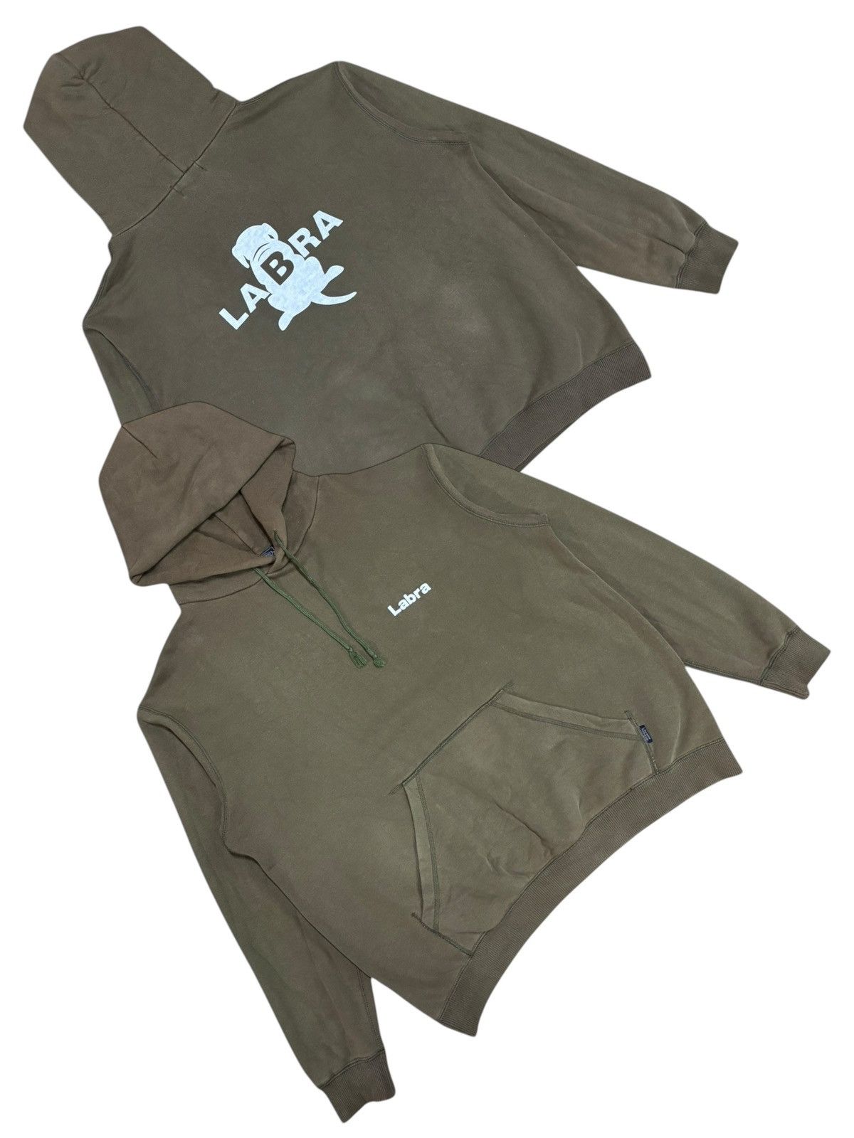 90s Vtg LABRA Printed Big Logo Faded Heavyweight Hoodie