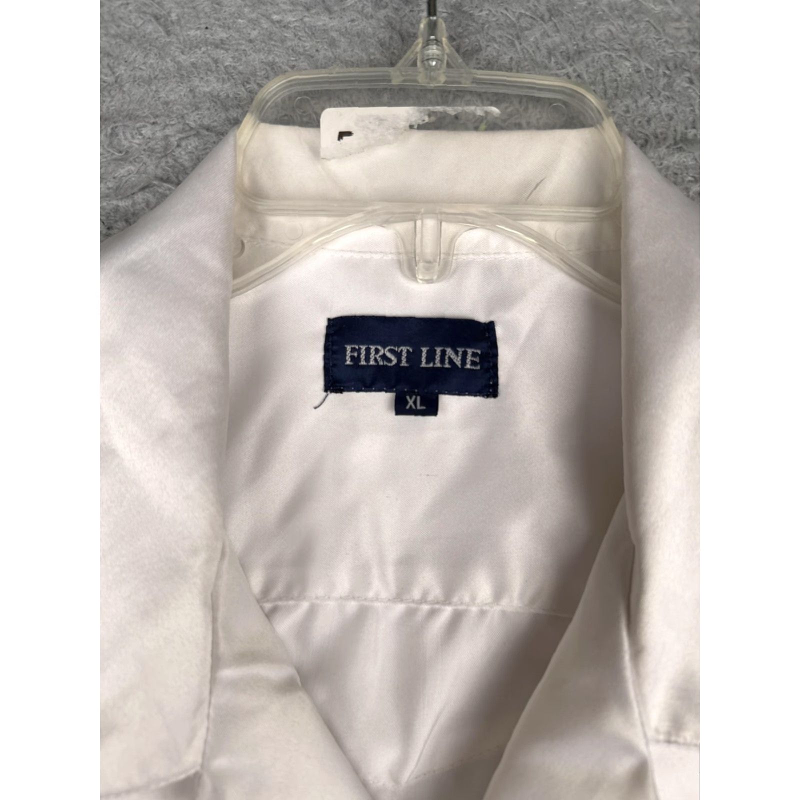 Vintage First Line Shirt Mens XL White Satin Guayabera Wedding Short Sleeve Button Up Size US XL / EU 56 / 4 - 6 Thumbnail