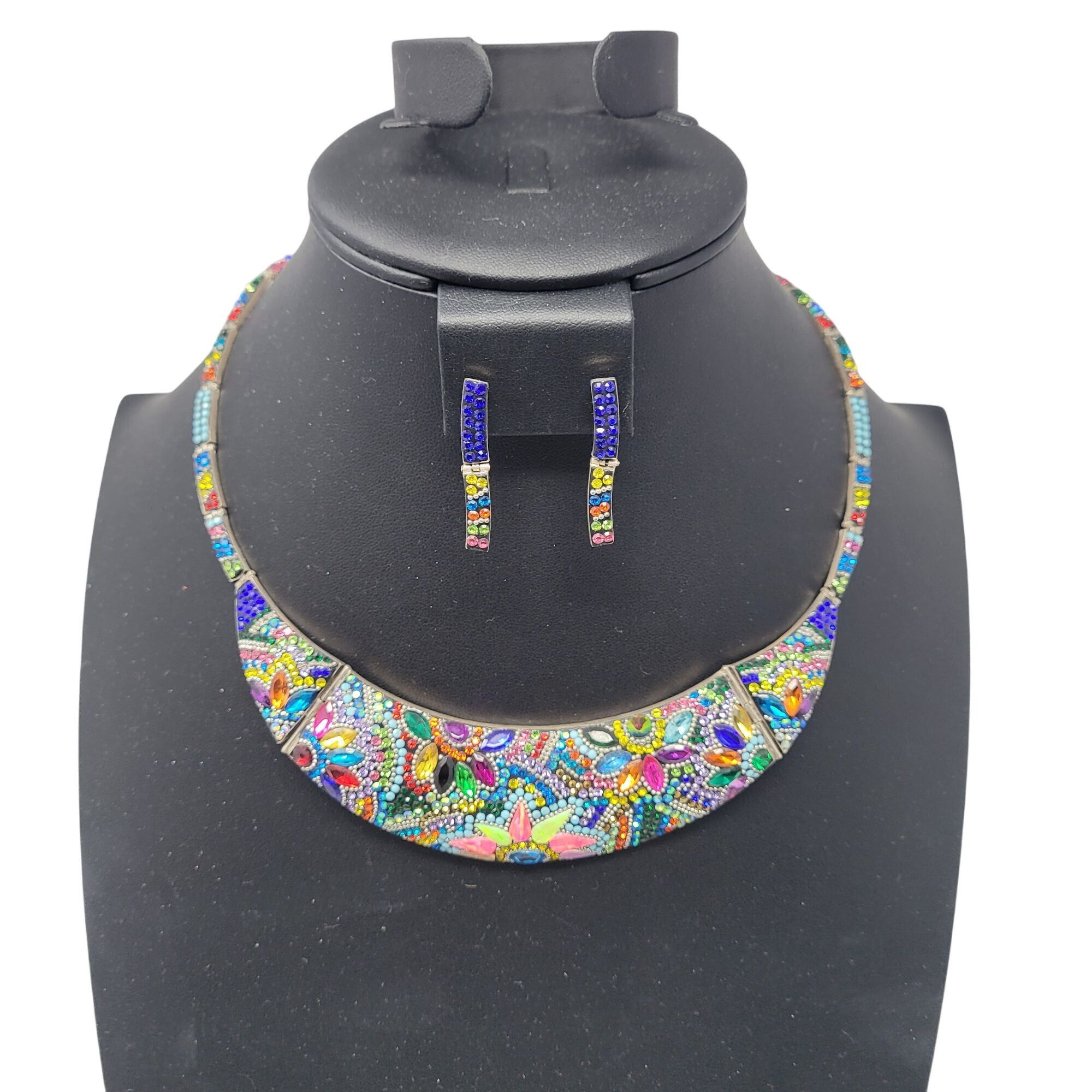 Handmade Artisan 925 Sterling Silver Multicolor Micro Mosaic Choker N Size ONE SIZE - 24 Thumbnail