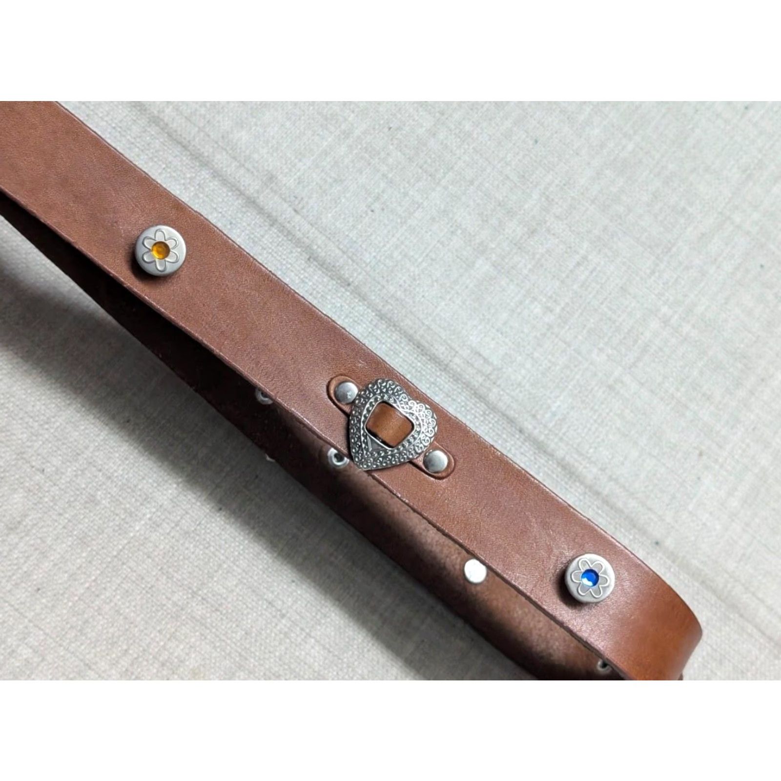 Vintage VINTAGE handcrafted brown concho belt western cowhide leather 32 He ARTS Mens Size 32 - 2 Thumbnail