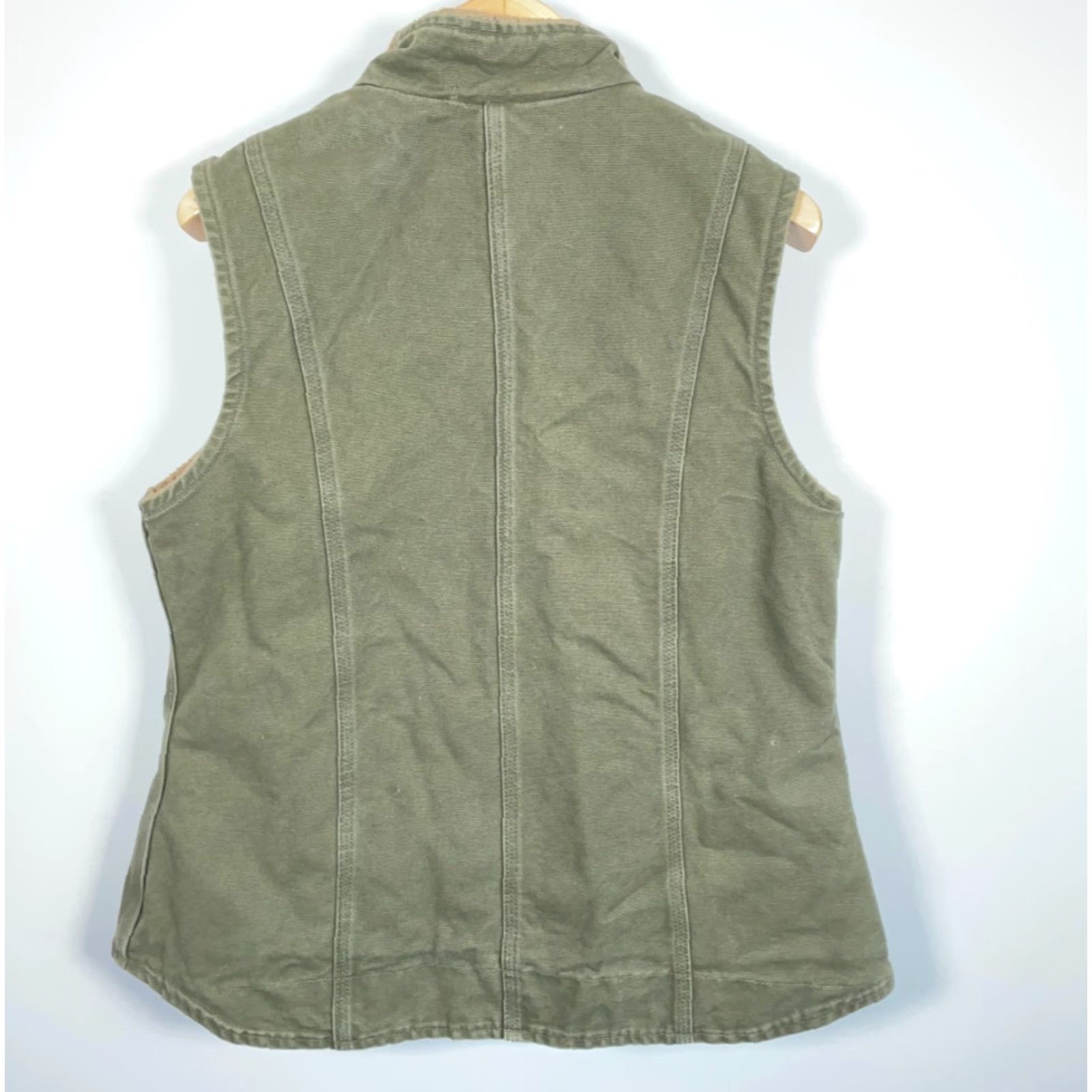 Carhartt VINTAGE Carhartt Vest Women's Large Green Sherpa Lined Canvas Zip Up WV001 LOV Mock Neck Size L / US 10 / IT 46 - 2 Thumbnail