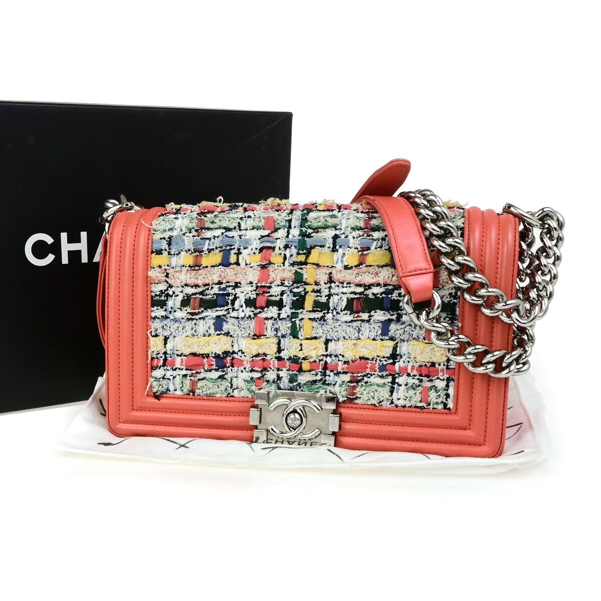 Chanel Chanel Boy Flap Bag Braided Tweed Size ONE SIZE - 1 Thumbnail