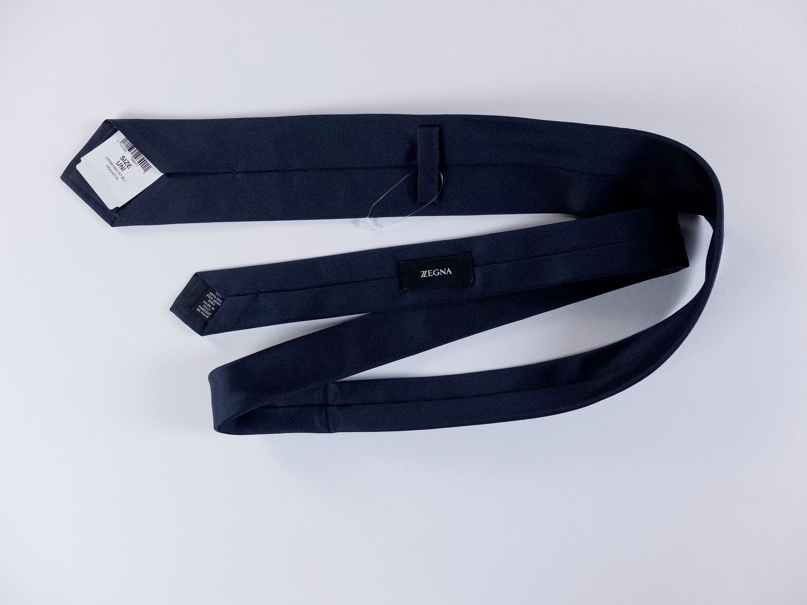 Ermenegildo Zegna ZEGNA narrow width solid navy blue silk tie authentic Size ONE SIZE - 2 Thumbnail