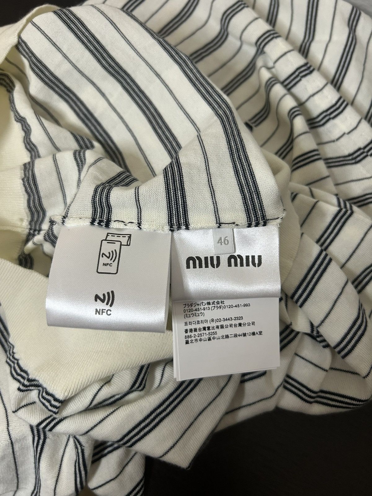 Miu Miu Miu Miu White Striped Polo Longsleeve Size US M / EU 48-50 / 2 - 5 Thumbnail