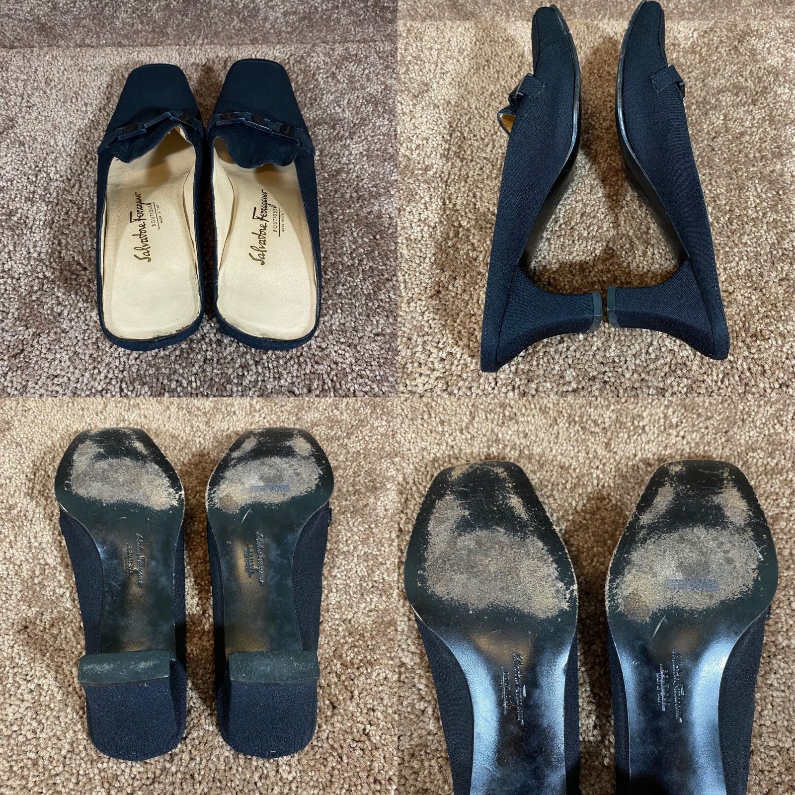 Salvatore Ferragamo Salvatore Ferragamo Heels Womens 9 B Black Buckle Block Lightweight Comfort 2.5" Pump Womens Shoes US 9.5 Nubuck Size US 10 / IT 40 - 8 Thumbnail