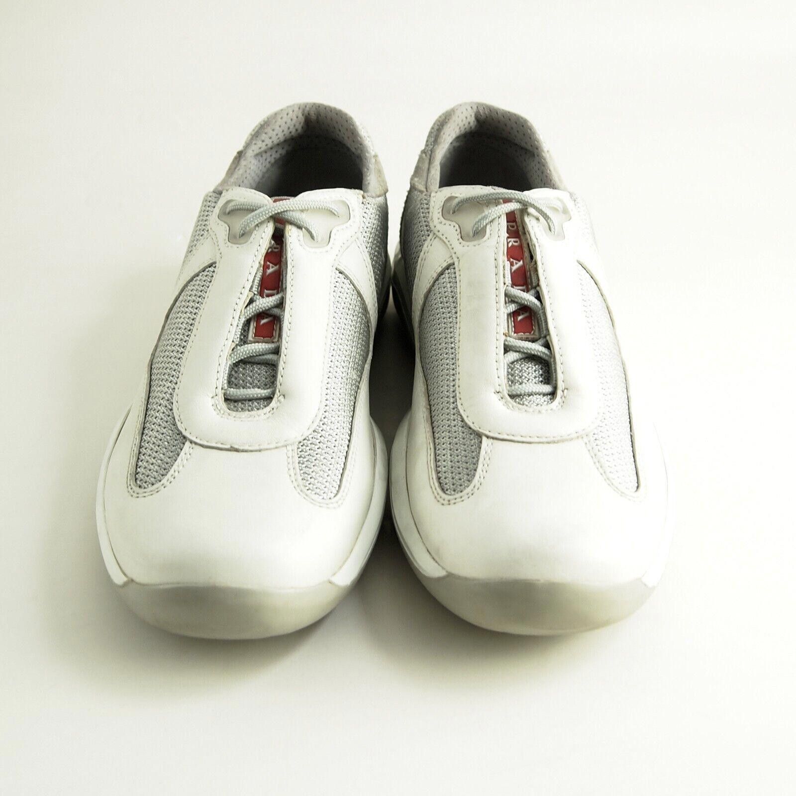 Prada Prada Americas Cup Sneakers Gray Leather Mesh EU 37 US 7 Size US 7 / IT 37 - 4 Thumbnail