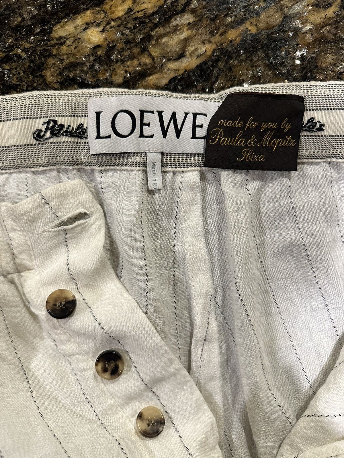 Loewe Loewe Paula Pin Stripe White Drawstring Shorts Size US 33 - 7 Thumbnail