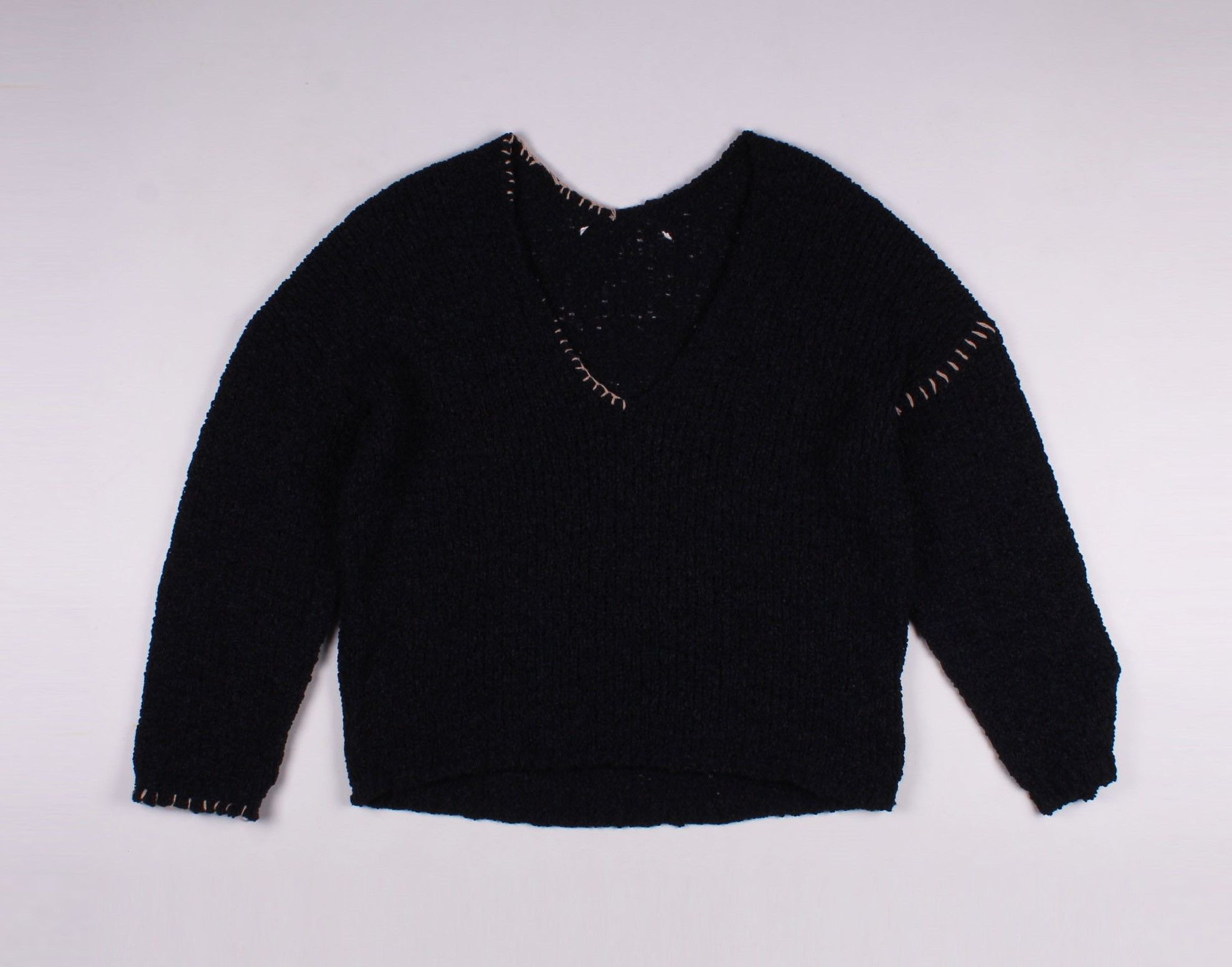 Other TELA Knitted Navy Oversized V-neck Grunge Sweater Jumper Size M / US 6-8 / IT 42-44 - 4 Thumbnail