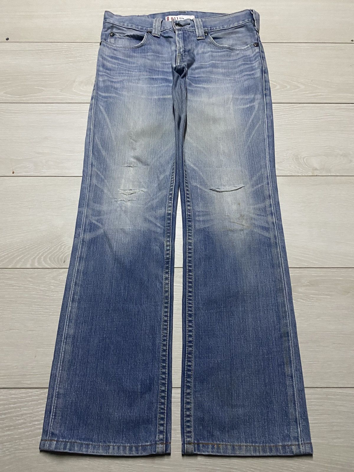 Levi's Vintage Levis 511 Faded Wash Slim Fit Distressed Jeans Size US 29 - 1 Thumbnail
