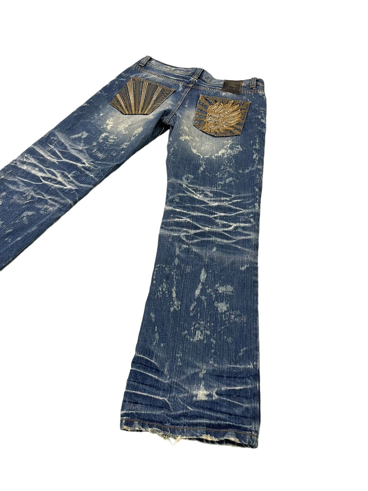 Japanese Brand Distress Thrash Acid Wash Oniarai Denim Regular Fit 7🟦4 Size US 35 - 15 Thumbnail