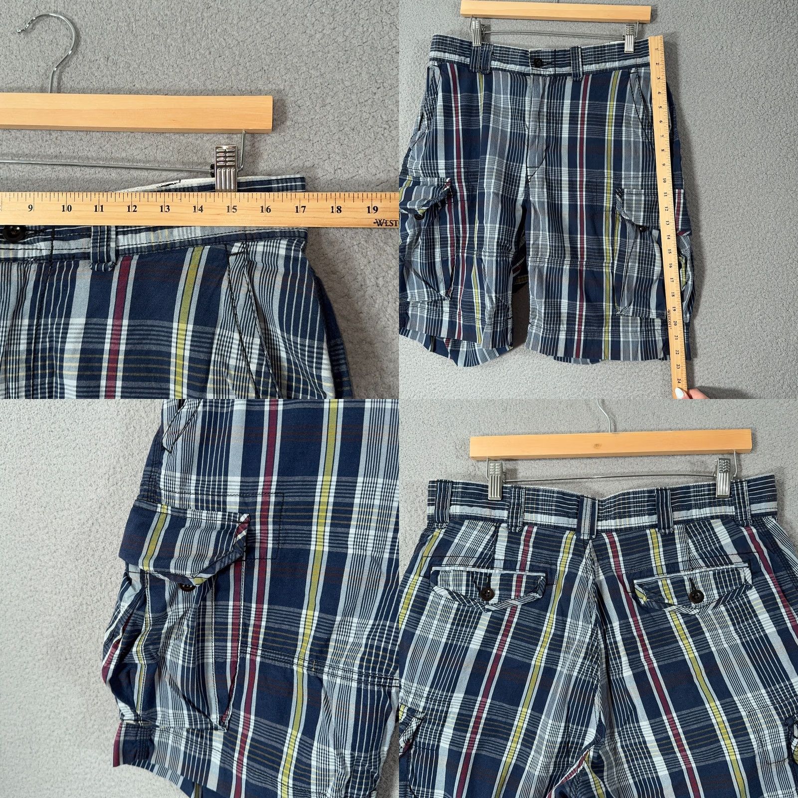 Polo Ralph Lauren VINTAGE Polo Ralph Lauren Patchwork Madras Cargo Shorts Mens 34 Blue Plaid 10" Polo Ralph Lauren Shorts Cargo Mens 34 Blue Plaid 10" Size US S / EU 44-46 / 1 - 8 Thumbnail