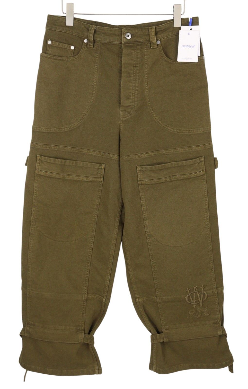 Off-White GOTHIC W33 Brown Cargo Embroidered Jeans 86800 Size US 33 - 1 Thumbnail