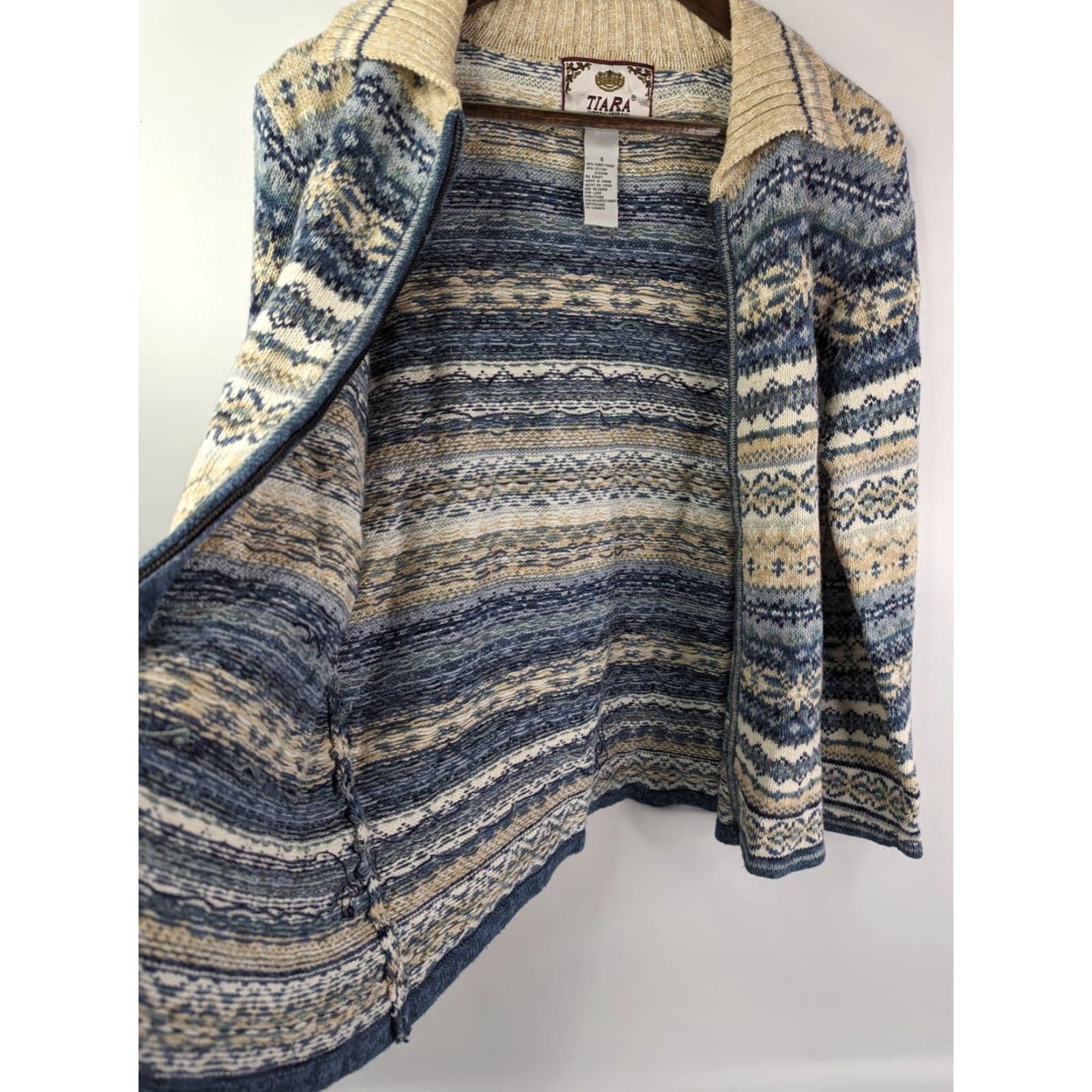 Vintage VTG Tiara International Full Zip Cardigan Sweater Jacket Fair Isle Size Small Size S / US 4 / IT 40 - 4 Thumbnail
