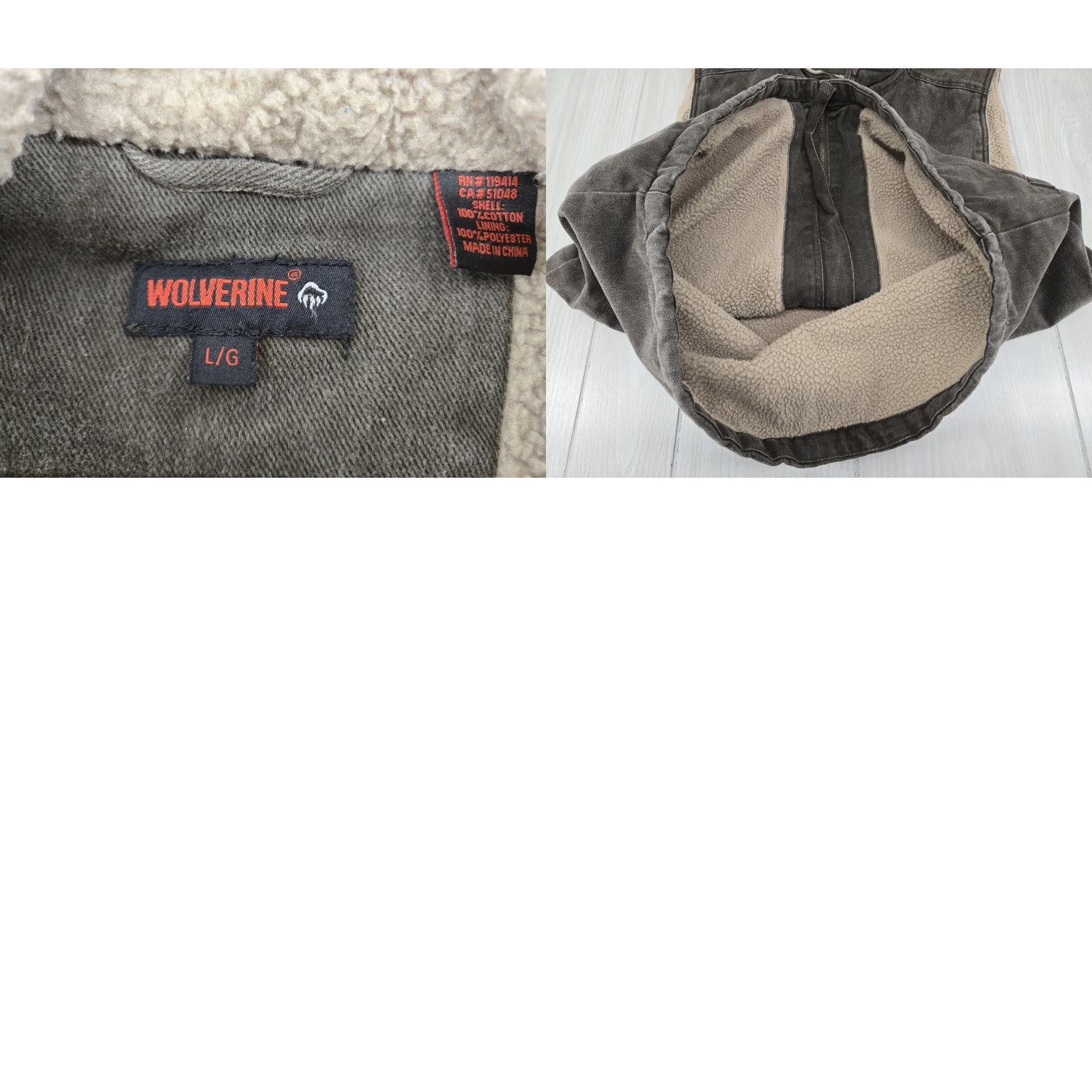 Vintage VINTAGE Wolverine Men's Large Brown Fleece Lined Canvas Work Vest Size US L / EU 52-54 / 3 - 9 Thumbnail