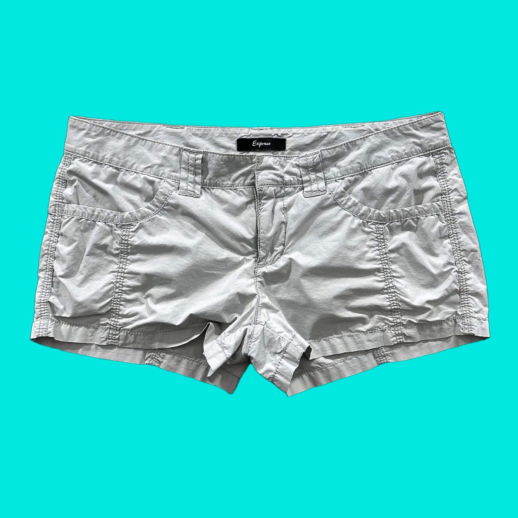 Express Express Low Rise Mico Shorts Womens 6 31x2 Vintage Y2K Hipster Grey Blue 90s Shoes? Size 28" / US 6 / IT 42 - 1 Thumbnail