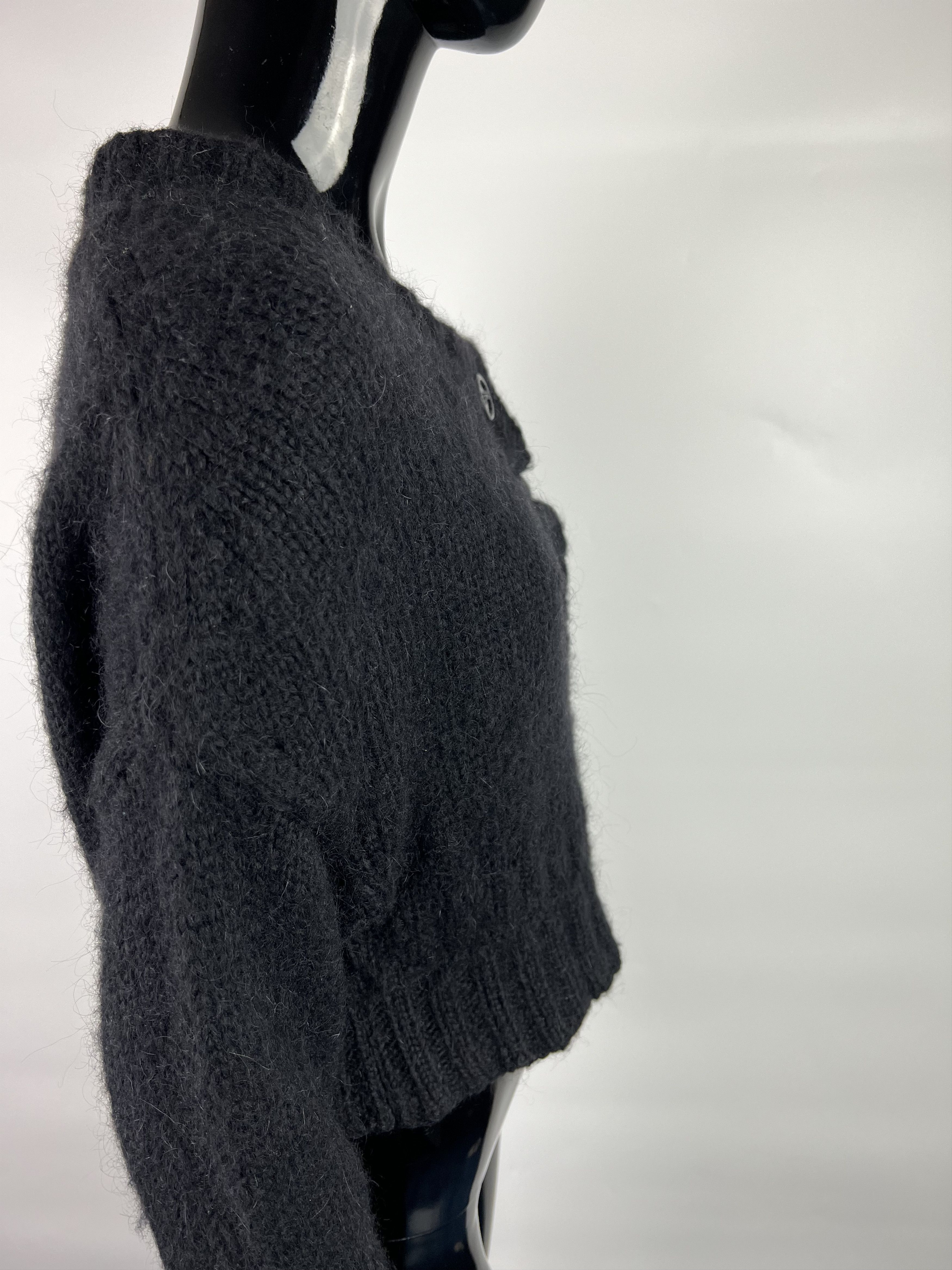 John Galliano John Galliano Black Mohair Cropped Cardigan Size L / US 10 / IT 46 - 4 Thumbnail