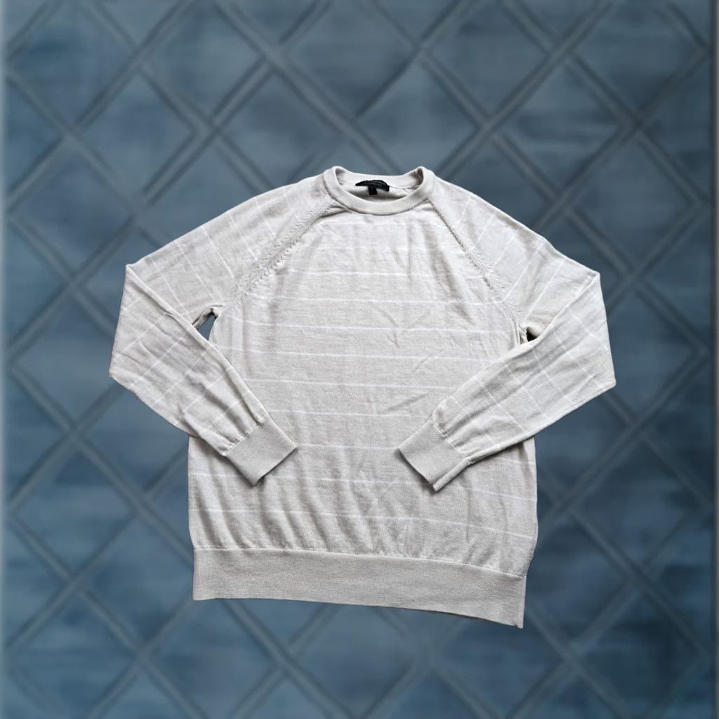 Banana Republic Banana Republic Sweater Large Beige Striped Merino Wool Long Sleeve Crew Neck Mens Pullover Size US L / EU 52-54 / 3 - 1 Thumbnail