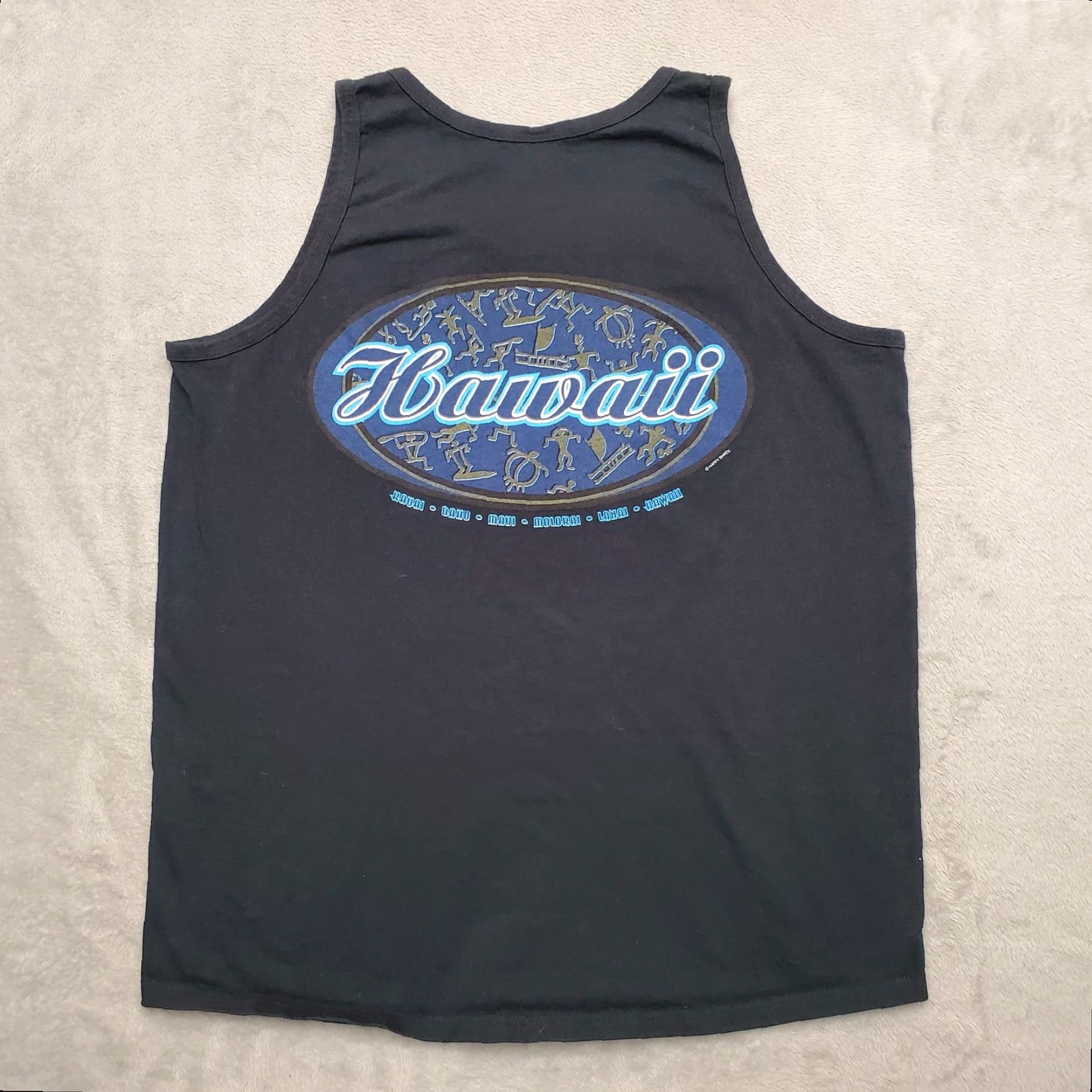 Anvil VINTAGE Hawaii Shirt Mens XL Black Tank Top Made in USA Oahu Molokai Nike Shirt Size US XL / EU 56 / 4 - 2 Thumbnail