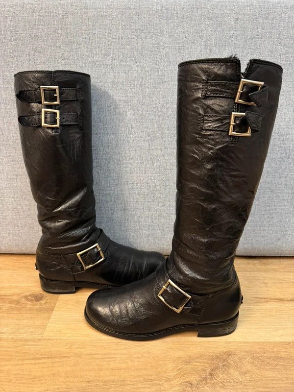 Jimmy Choo Jimmy Choo London Yule Grained Fur Leather Biker Boots 39 Size US 9 / IT 39 - 2 Thumbnail