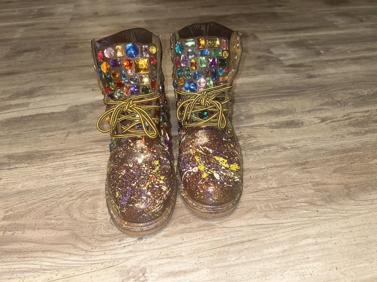 Designer Slumxweirdo Shattered Gem Industrial Work Boot Size US 7.5 / EU 40-41 - 1 Thumbnail