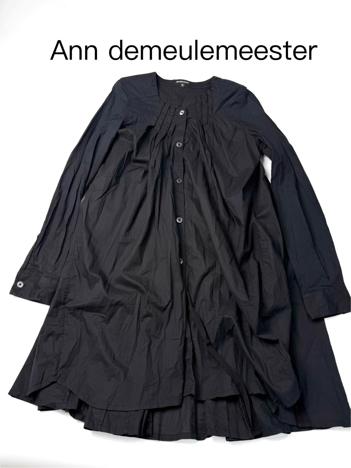 Ann Demeulemeester Ann Demeulemeester Black Ruched Shirt Dress K20 Size XXS / US 00 / IT 34 - 1 Thumbnail