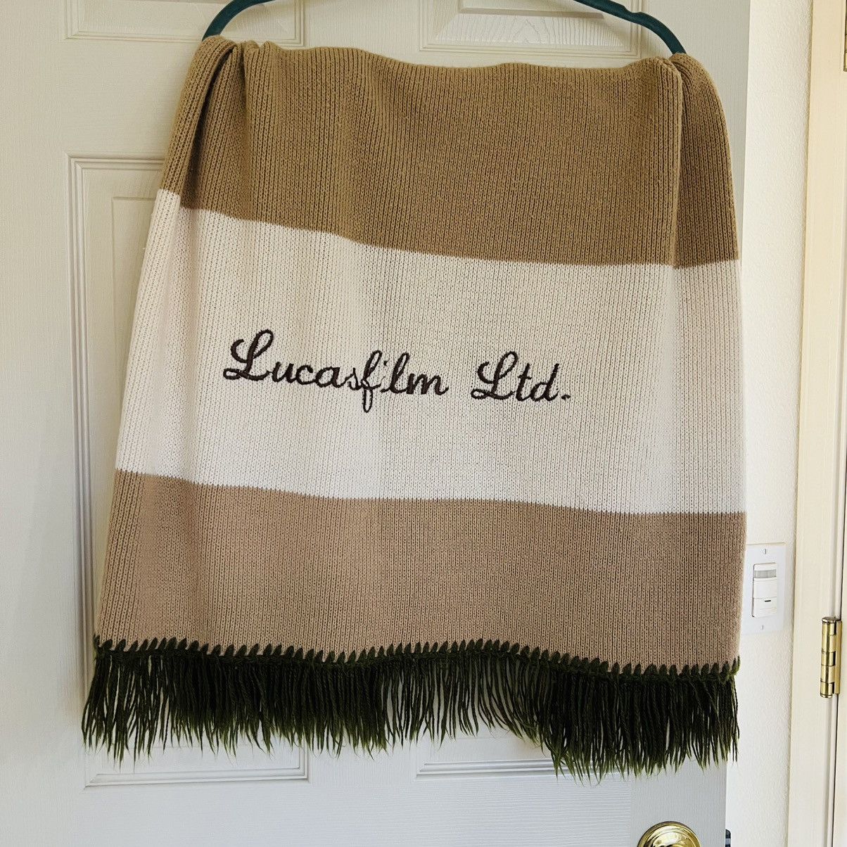 Vintage Lucasfilm Ltd Knit Throw Blanket USA Made Wool Blend Fringe Size ONE SIZE - 1 Thumbnail