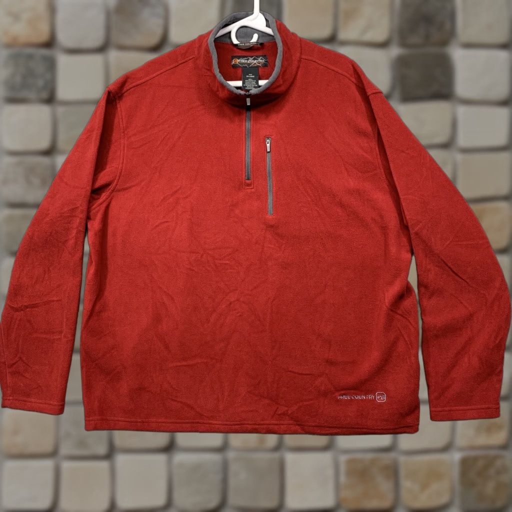 Free Country Grays Sweatshirt Men’s Size XXLG 1/4 Zip Red Gray Front Pocket LOGO 2XL Free Country Size US XXL / EU 58 / 5 - 1 Thumbnail