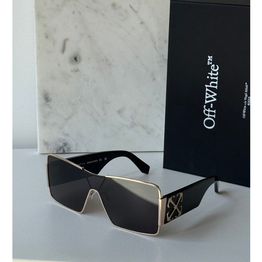 NEW Off White Aspen Metal Unisex Sunglasses in Gold Grey