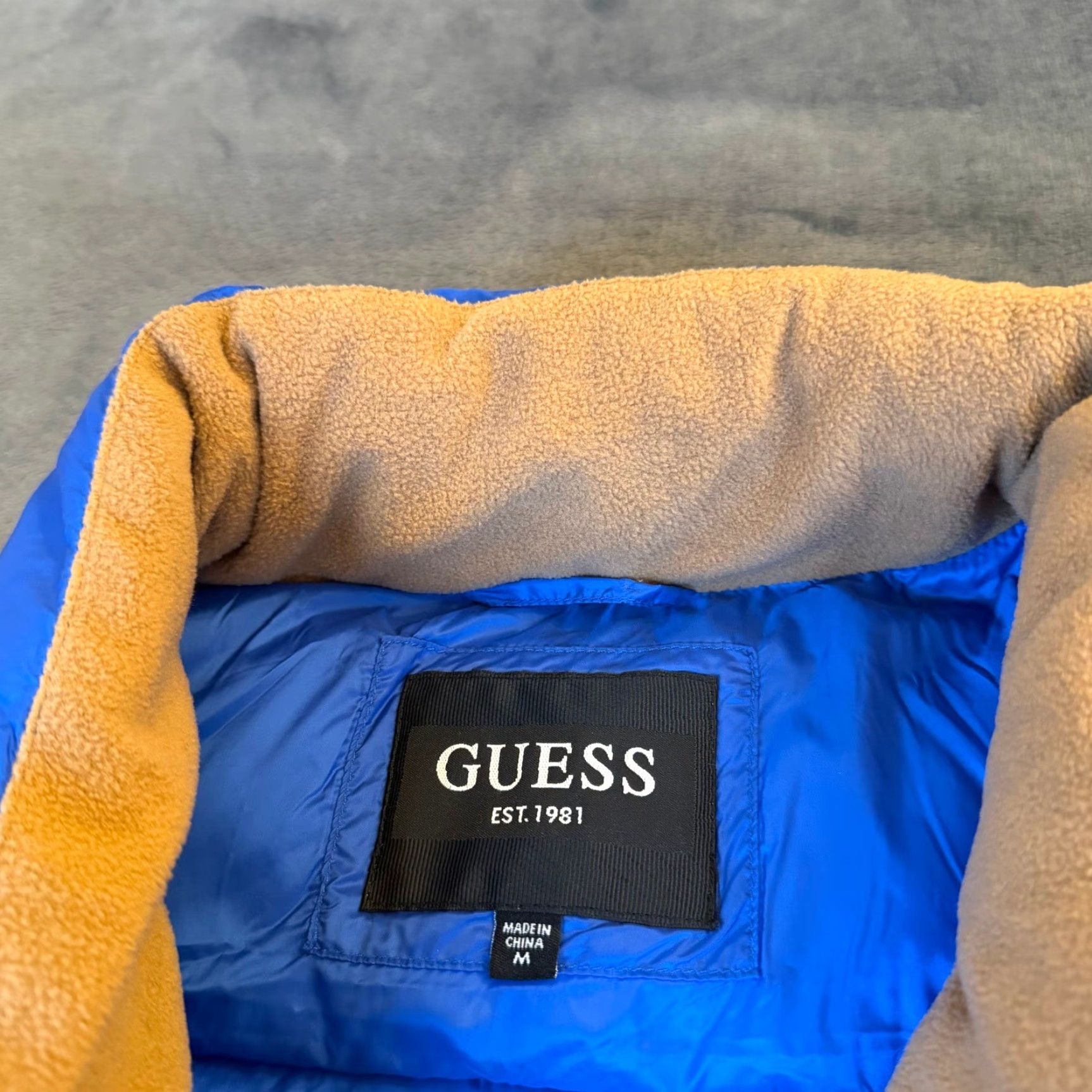 Guess GUESS Jacket Puffer Mens M Blue Tan Zip Size US M / EU 48-50 / 2 - 5 Thumbnail