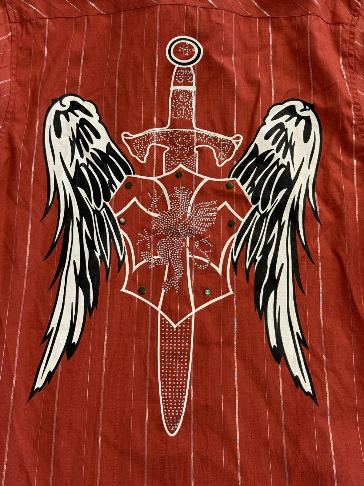 Designer El General Pin Stripe Button Up Angel Wings Vaquero Tee - L Size US L / EU 52-54 / 3 - 7 Thumbnail