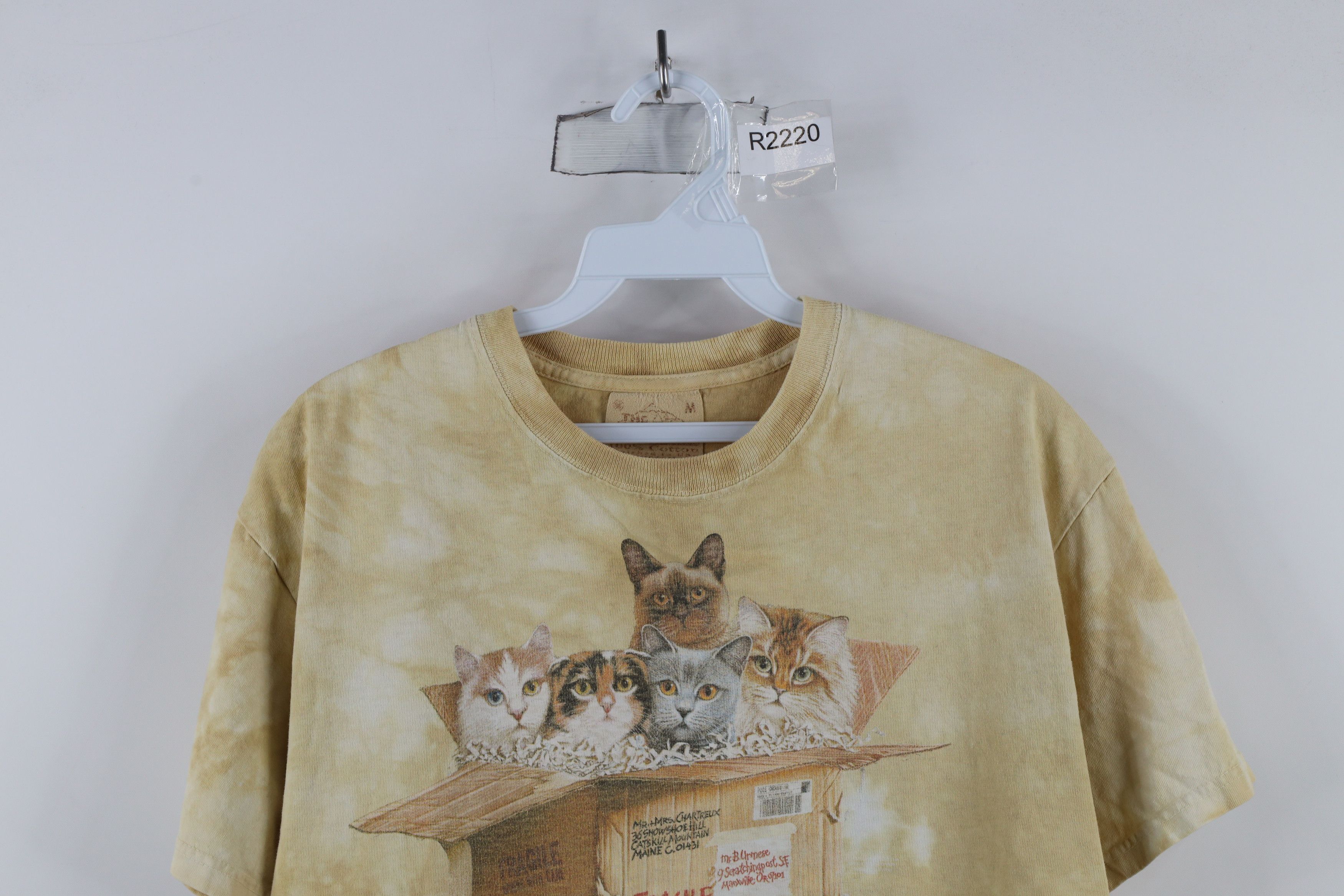 Vintage Vintage 90s Streetwear Kitten Acid Wash T-Shirt Beige Size M / US 6-8 / IT 42-44 - 2 Thumbnail