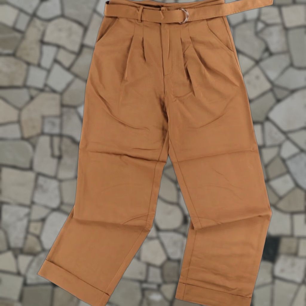 AVEC LES FILLES Avec Les Filles Belted Cuffed Tencel Microfiber Chino Amber Women's 10 Pants Size 32" / US 10 / IT 46 - 1 Thumbnail