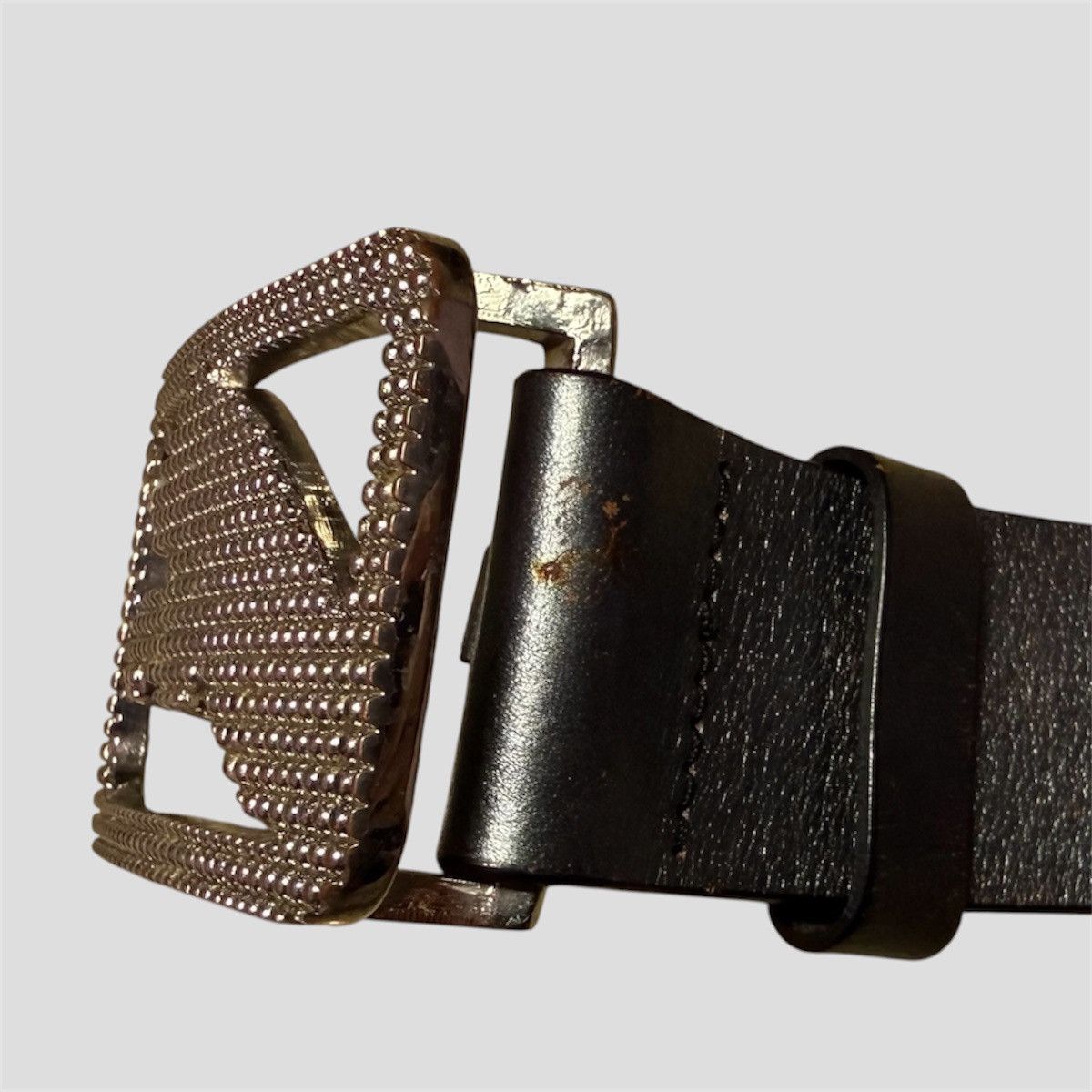 Puma Vintage PUMA Y2K Rhinestone Big Cat Buckle Leather Belt Size 34 - 3 Thumbnail