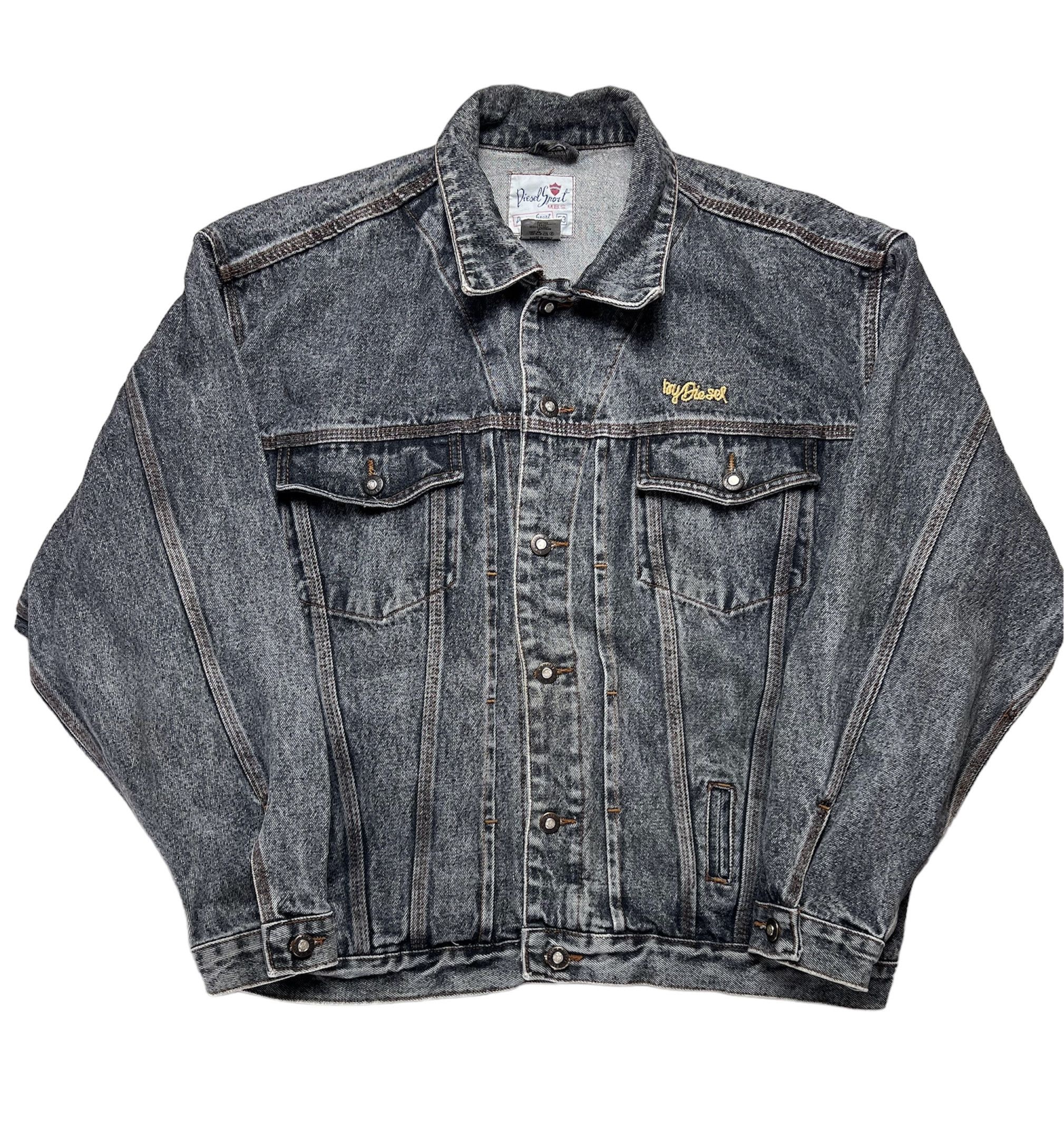 image of Vintage Diesel Sport Men Trucker Denim Jacket in Black (Size Large)