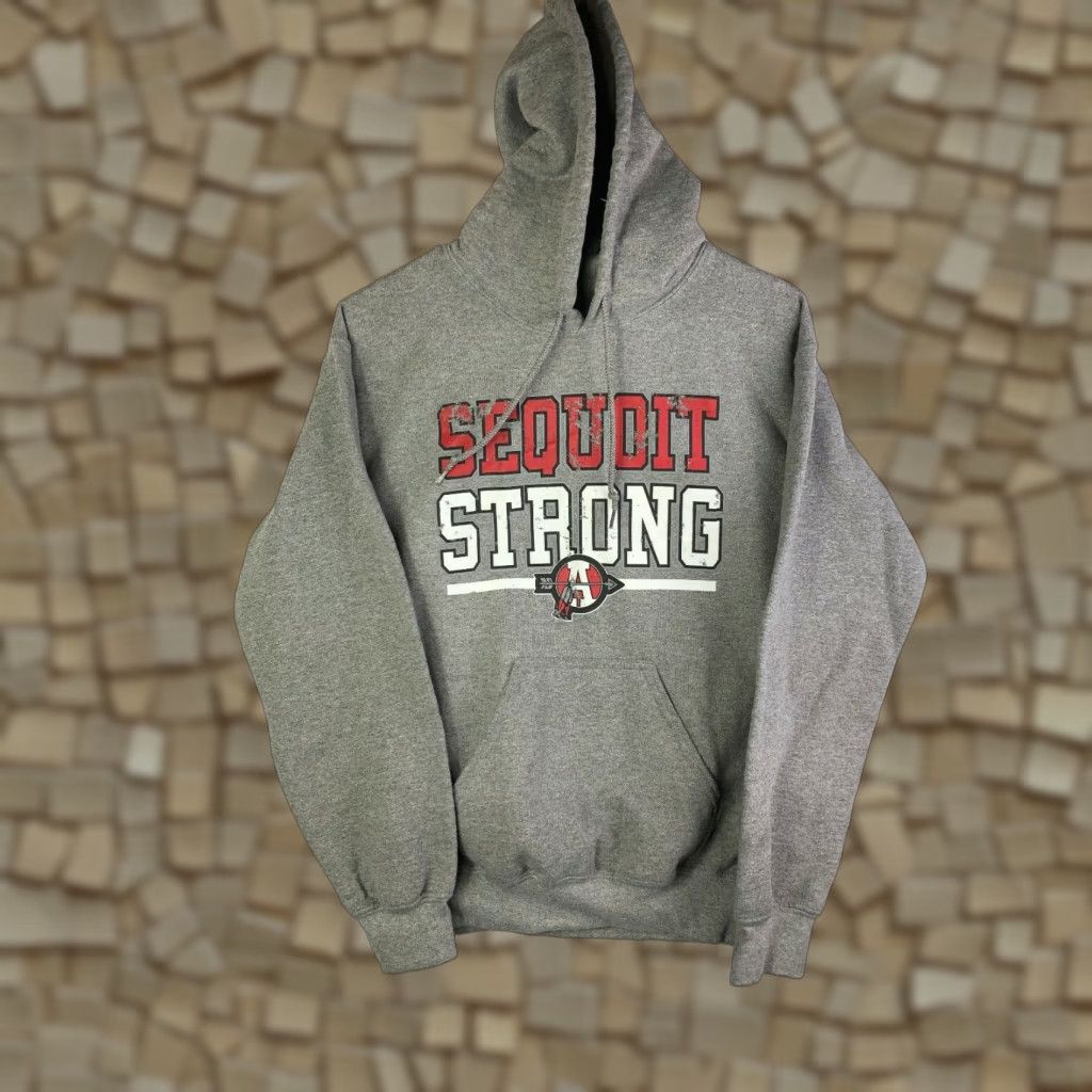 Vintage Sequoit Strong Mens Small Gray Long Sleeve Hooded Sweatshirt Size US S / EU 44-46 / 1 - 1 Thumbnail