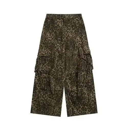 Jean Leopard print parachute pleated cargo wide-leg pants Size US 32 / EU 48 - 5 Thumbnail