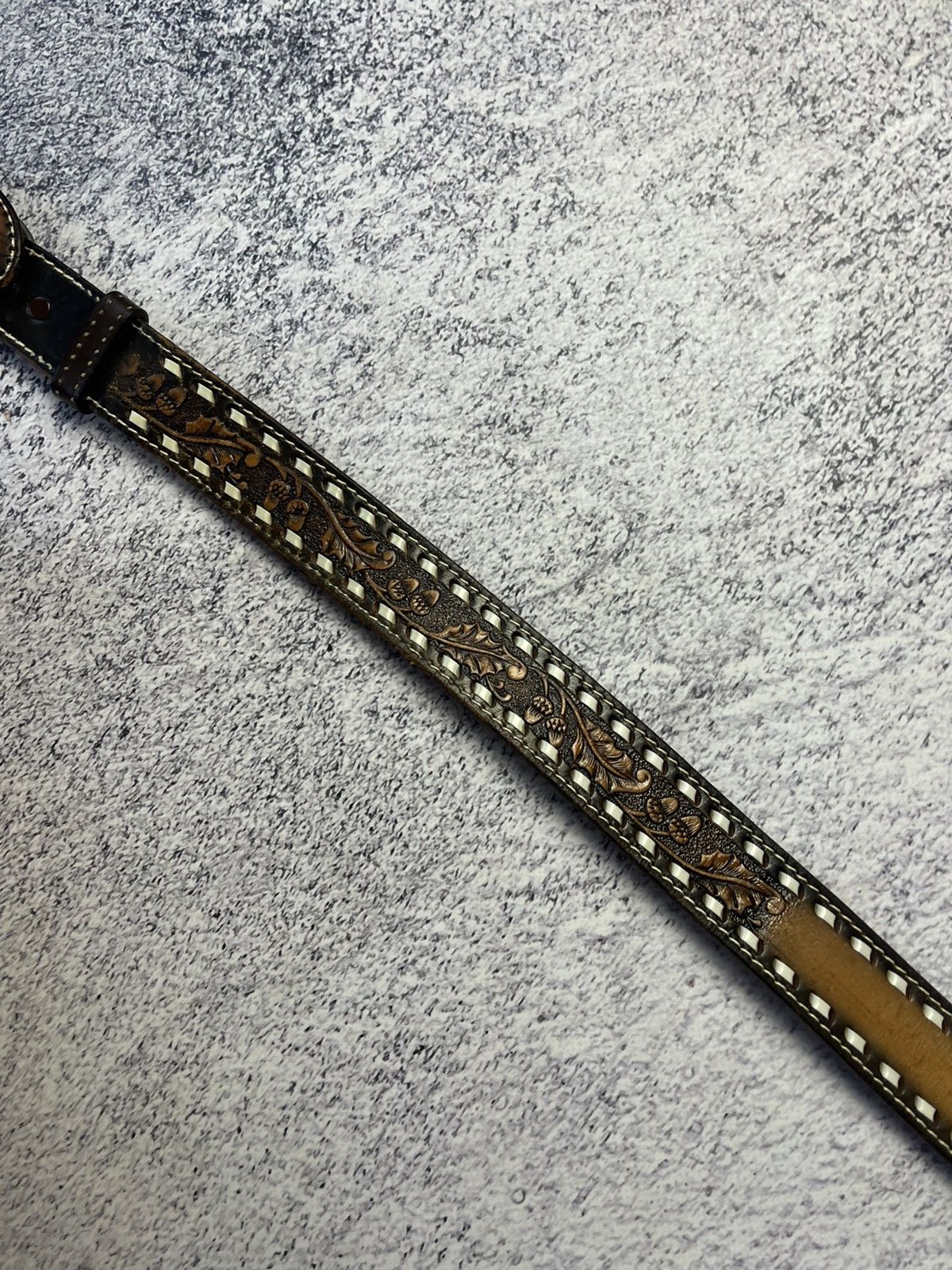 Leather Men’s Vintage Leather Belt Y2K Size ONE SIZE - 20 Thumbnail