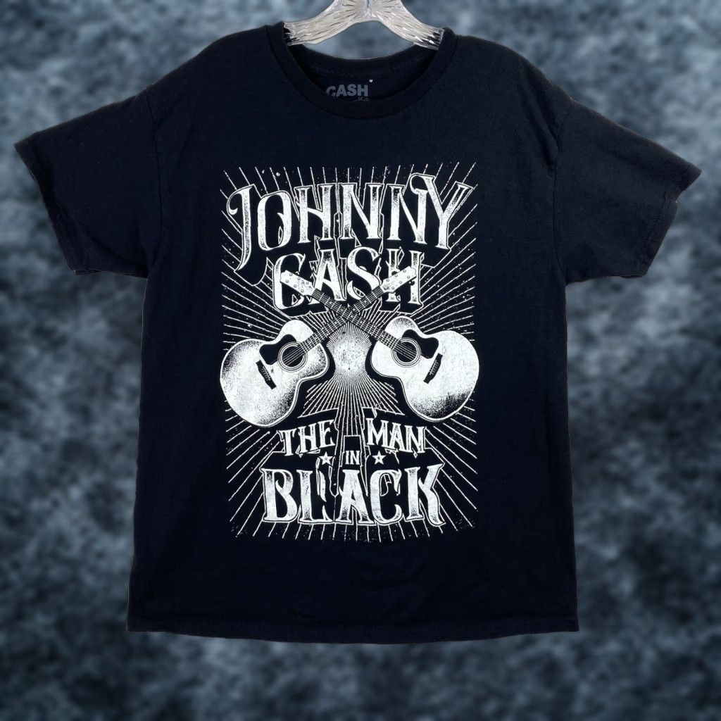 Vintage VINTAGE Johnny Cash T Shirt Mens L The Man in Black Sun Records Black Guitar Tee Size US L / EU 52-54 / 3 - 1 Thumbnail