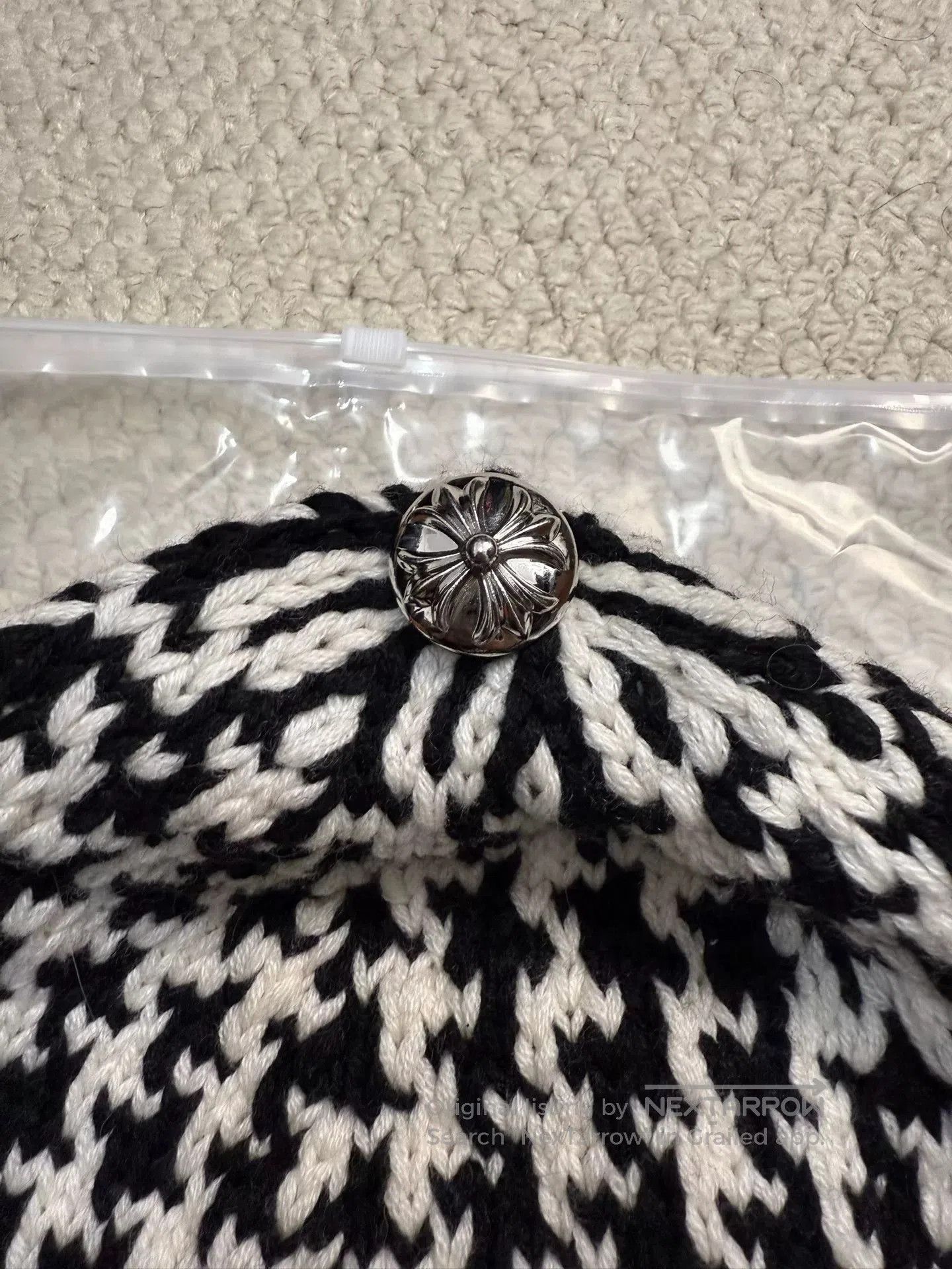 Chrome Hearts Chrome Hearts Cross Leather Patch Houndstooth Cashmere Bean Size ONE SIZE - 4 Thumbnail
