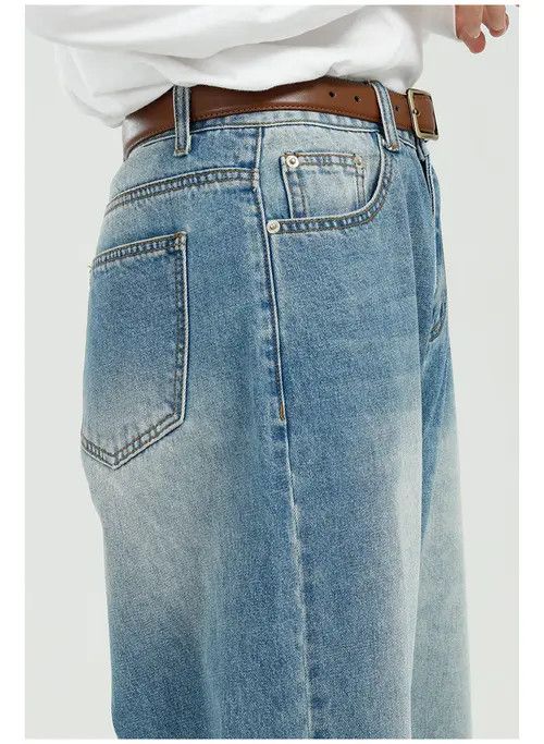 Japanese Brand × Jean Loose and versatile blue straight-leg wide-leg jeans Size US 32 / EU 48 - 4 Thumbnail